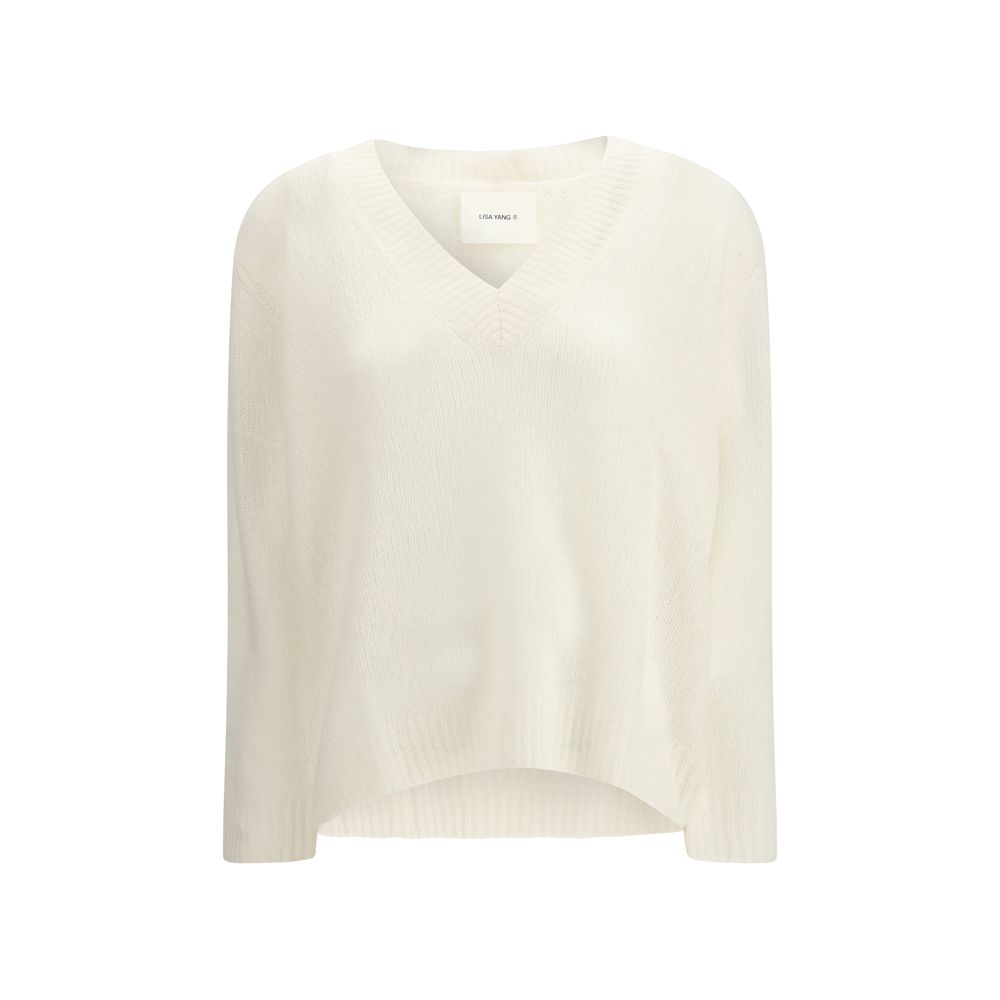 Lisa Yang White Cashmere Cashmere Sweater