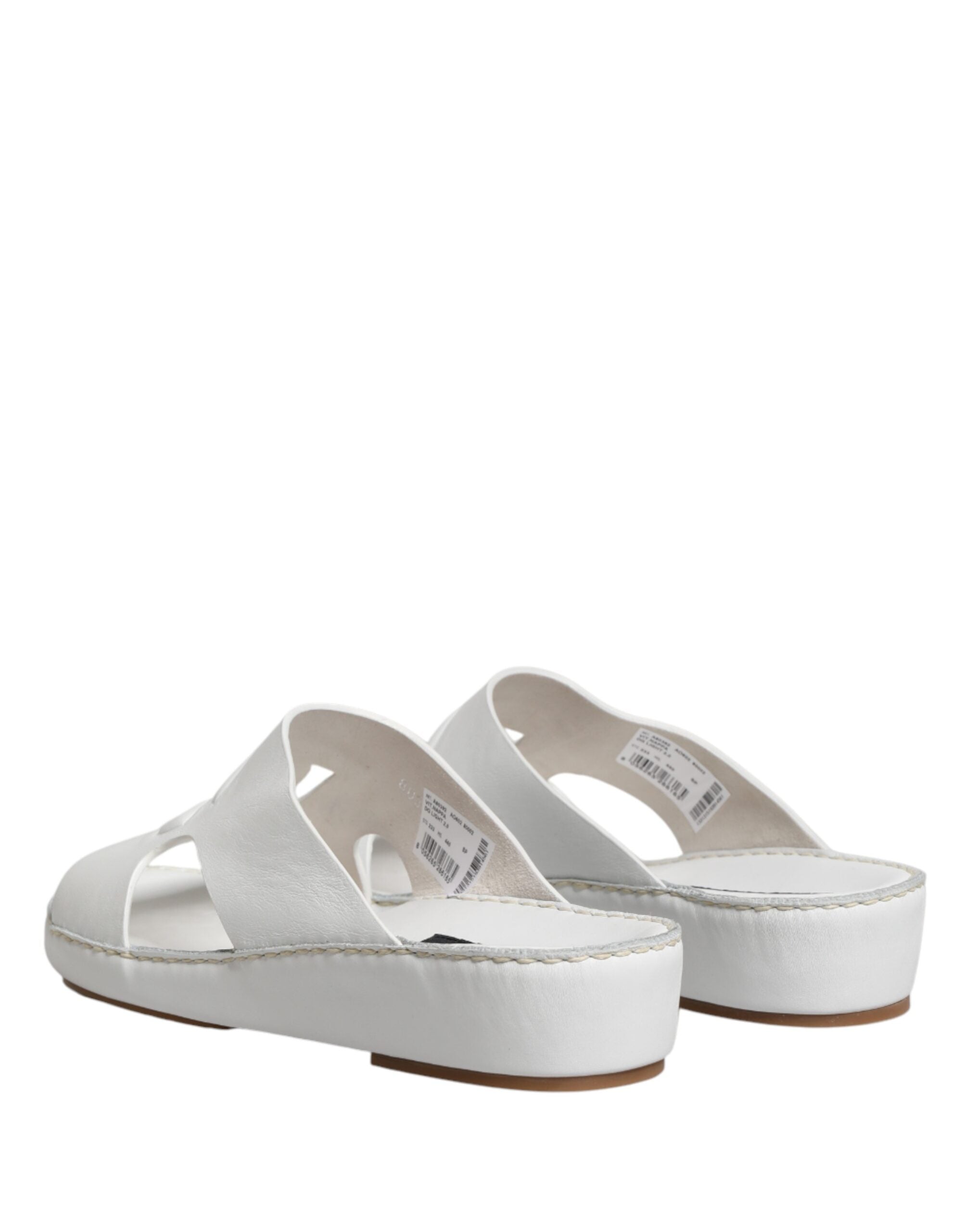 Dolce & Gabbana White DG Cutout Slides Slippers Flats Shoes - Luxe Marca