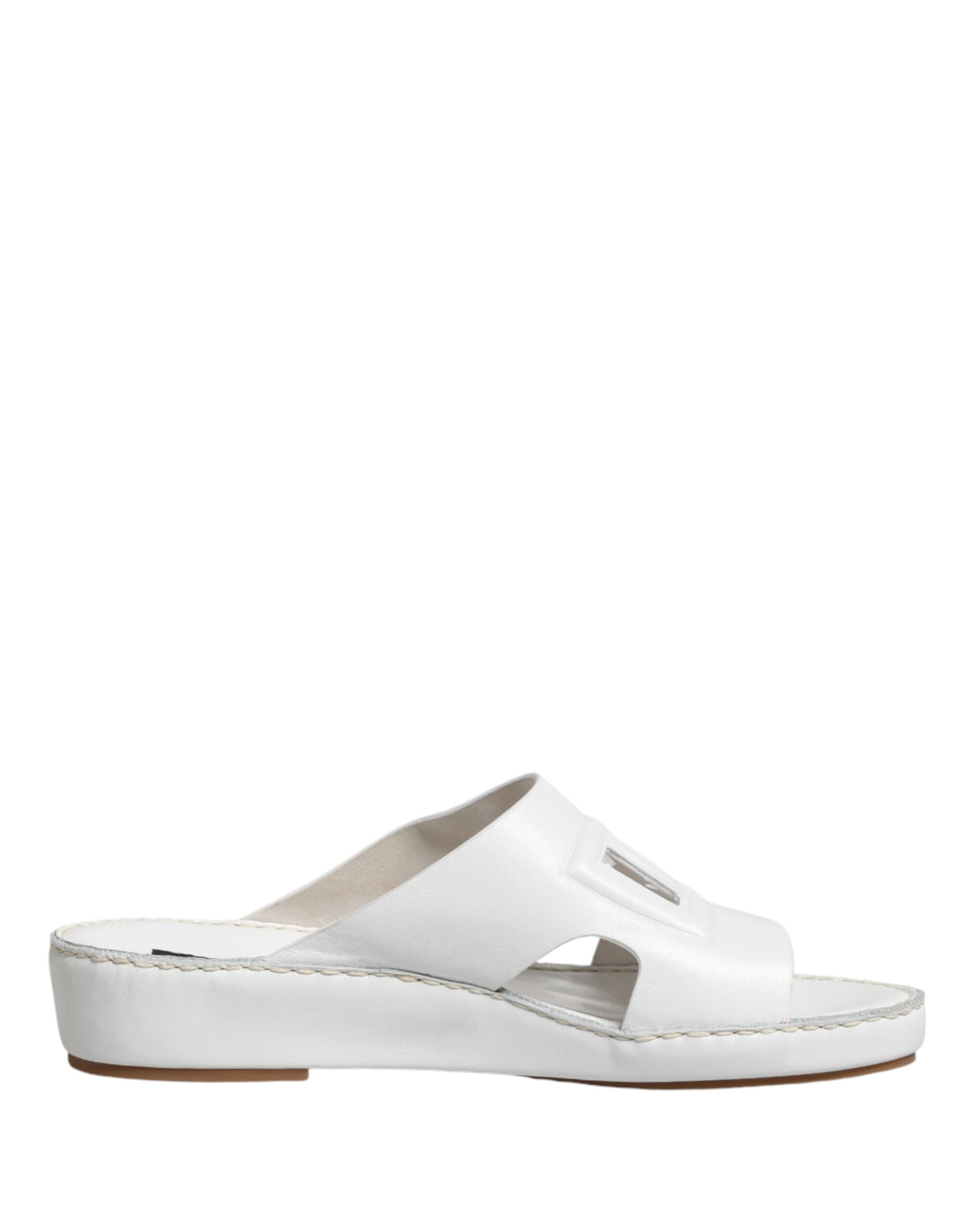 Dolce & Gabbana White DG Cutout Slides Slippers Flats Shoes - Luxe Marca
