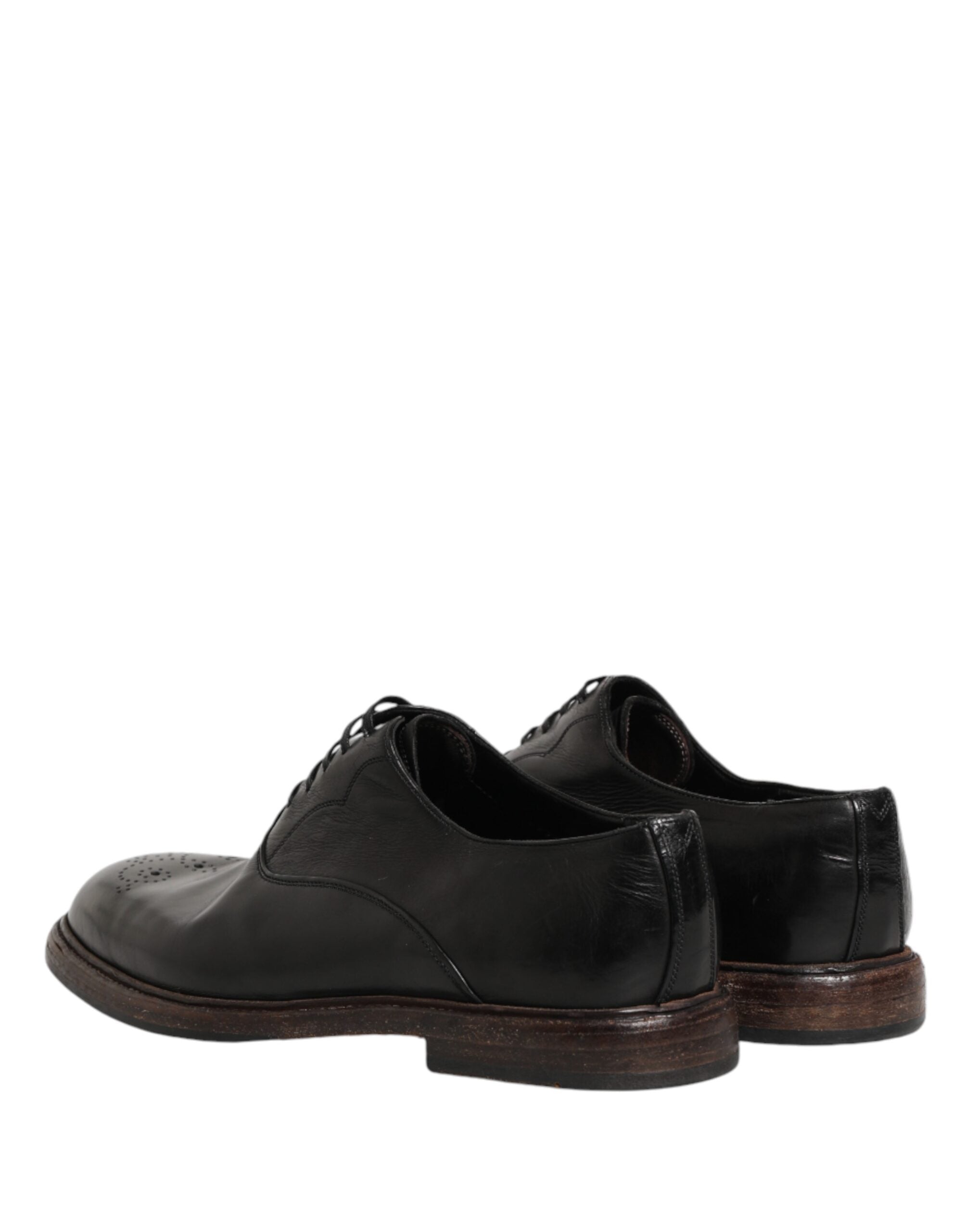 Dolce & Gabbana Black Calfskin Leather Oxford Dress Shoes - Luxe Marca