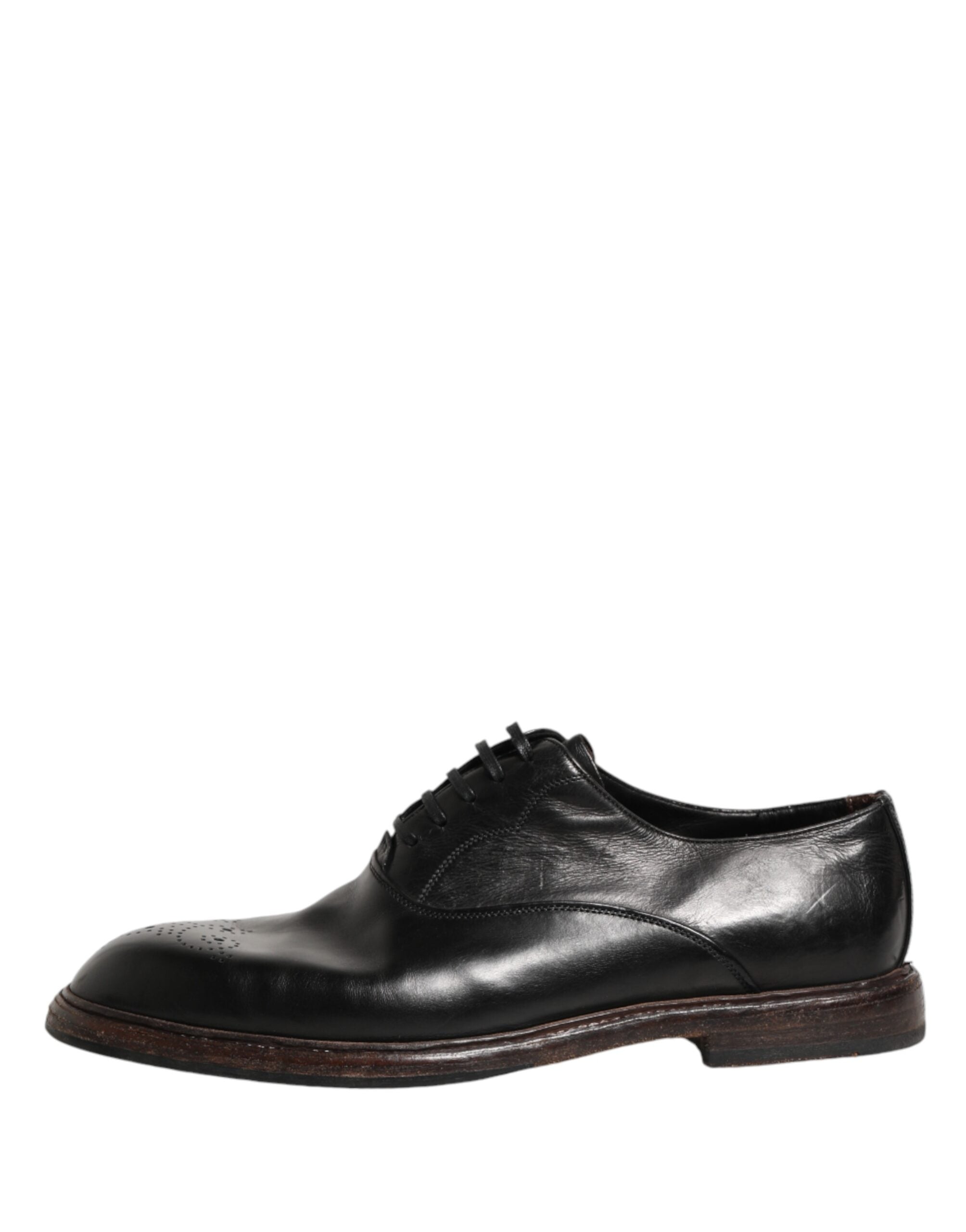 Dolce & Gabbana Black Calfskin Leather Oxford Dress Shoes - Luxe Marca