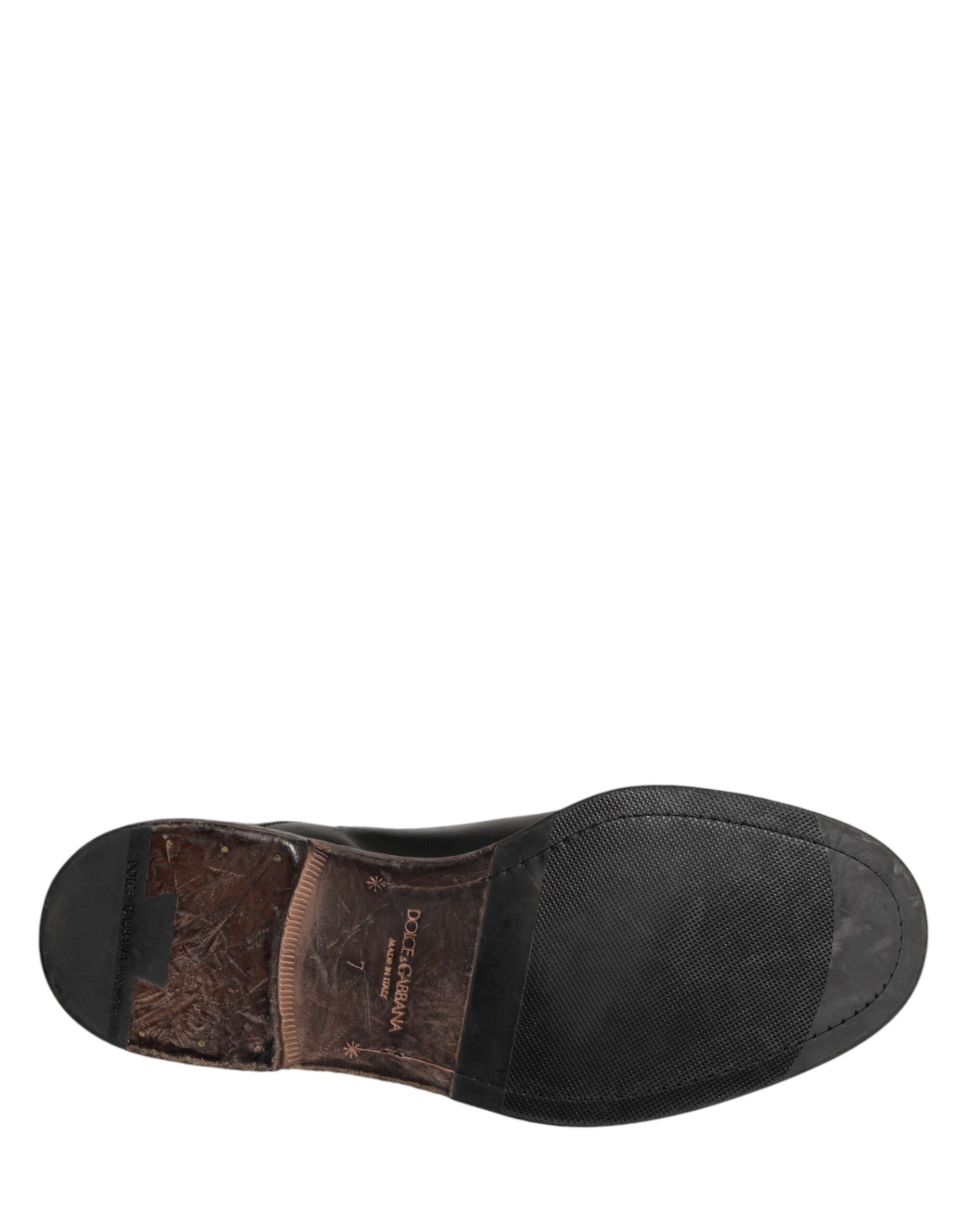 Dolce & Gabbana Black Calfskin Leather Oxford Dress Shoes - Luxe Marca