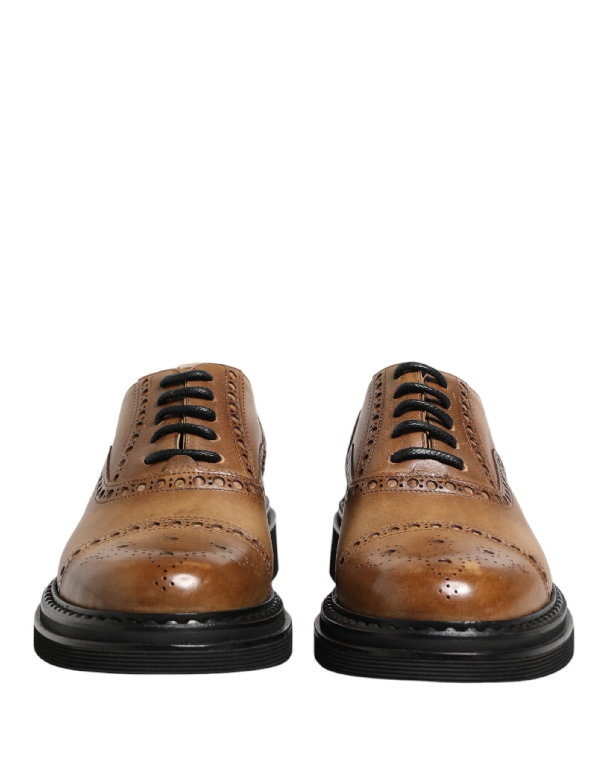 Dolce & Gabbana Brown Lace Up Leather Brogue Derby Men Shoes - Luxe Marca
