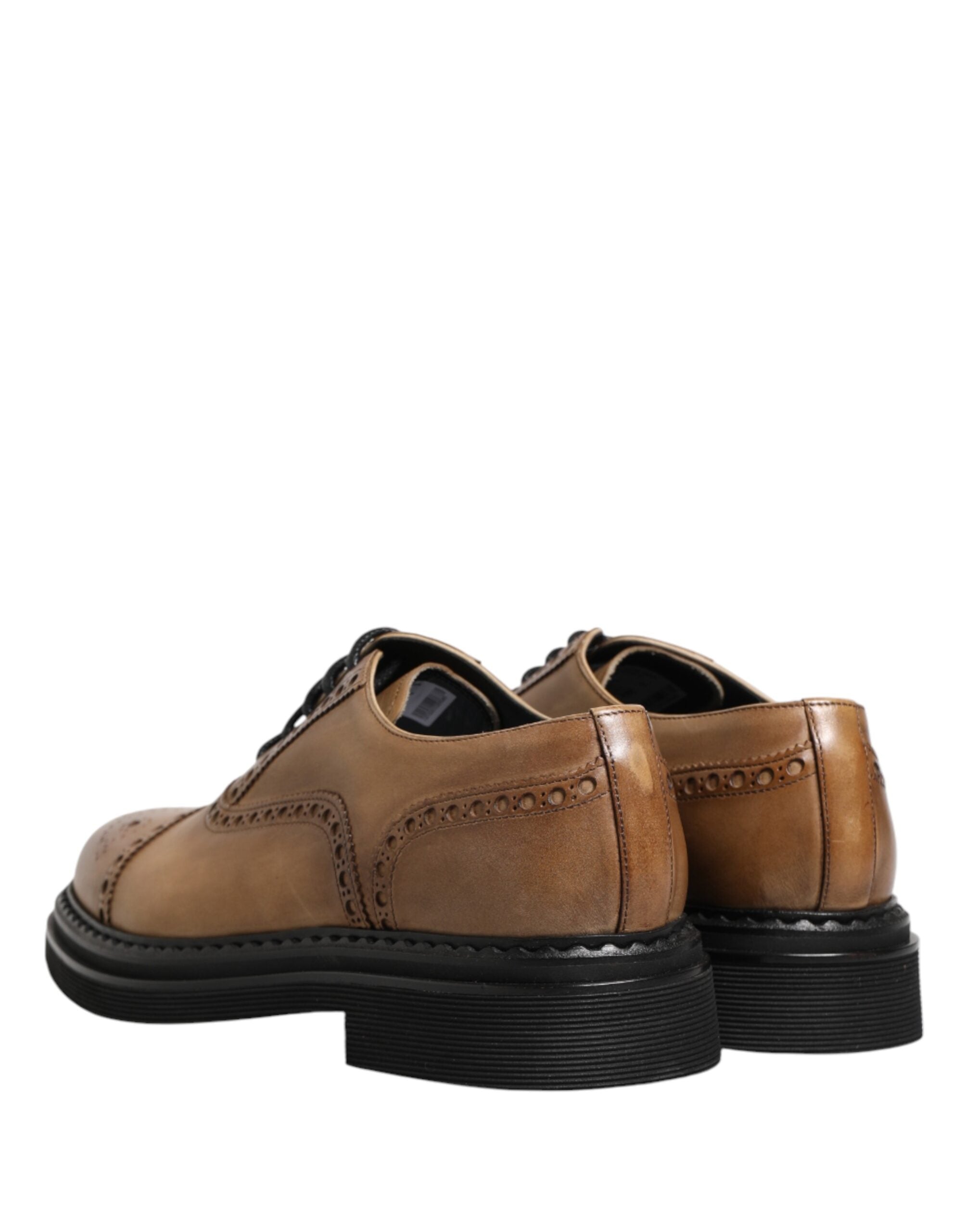 Dolce & Gabbana Brown Lace Up Leather Brogue Derby Men Shoes - Luxe Marca