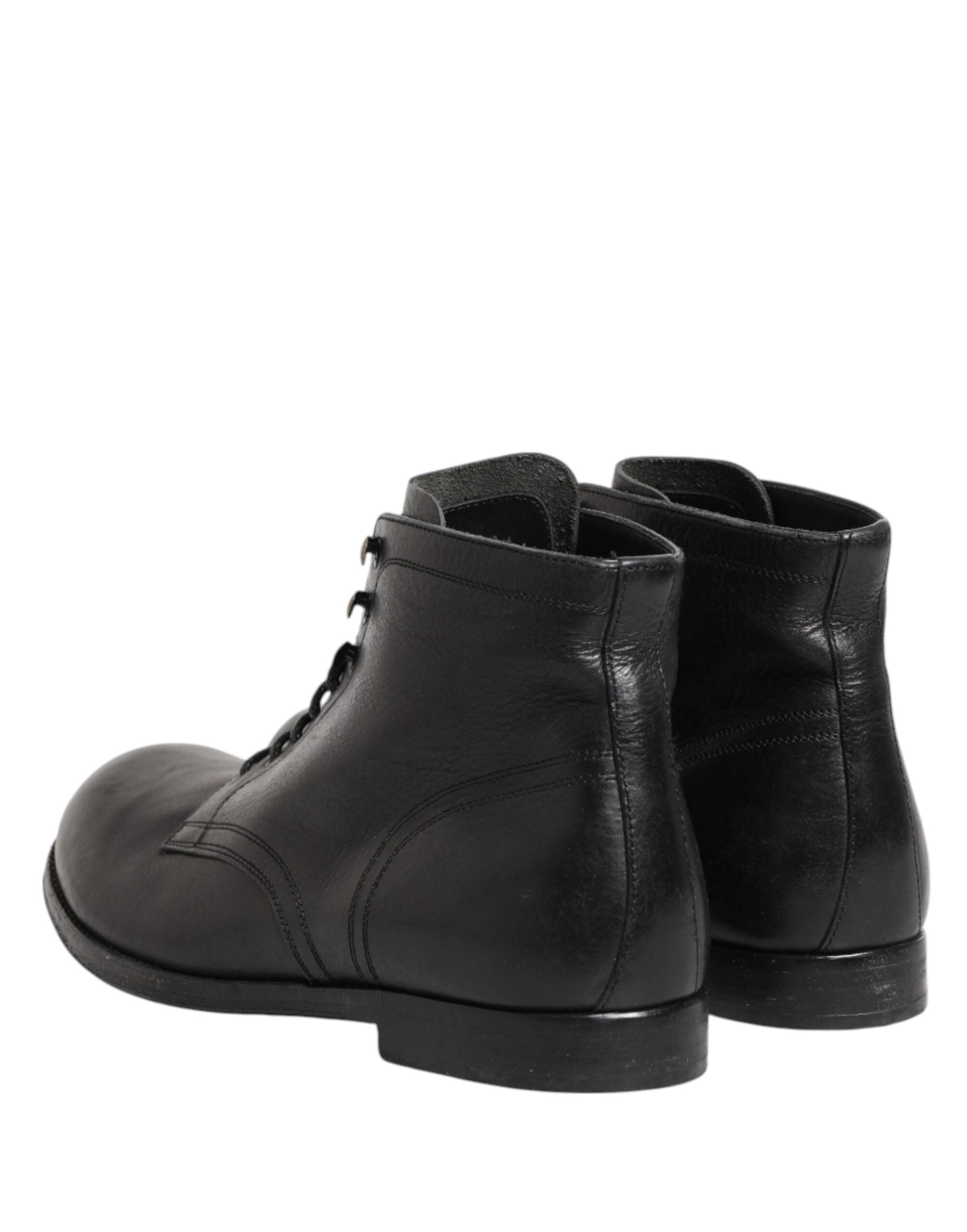 Dolce & Gabbana Black Lace Up Short Ankle Boots Men Shoes - Luxe Marca