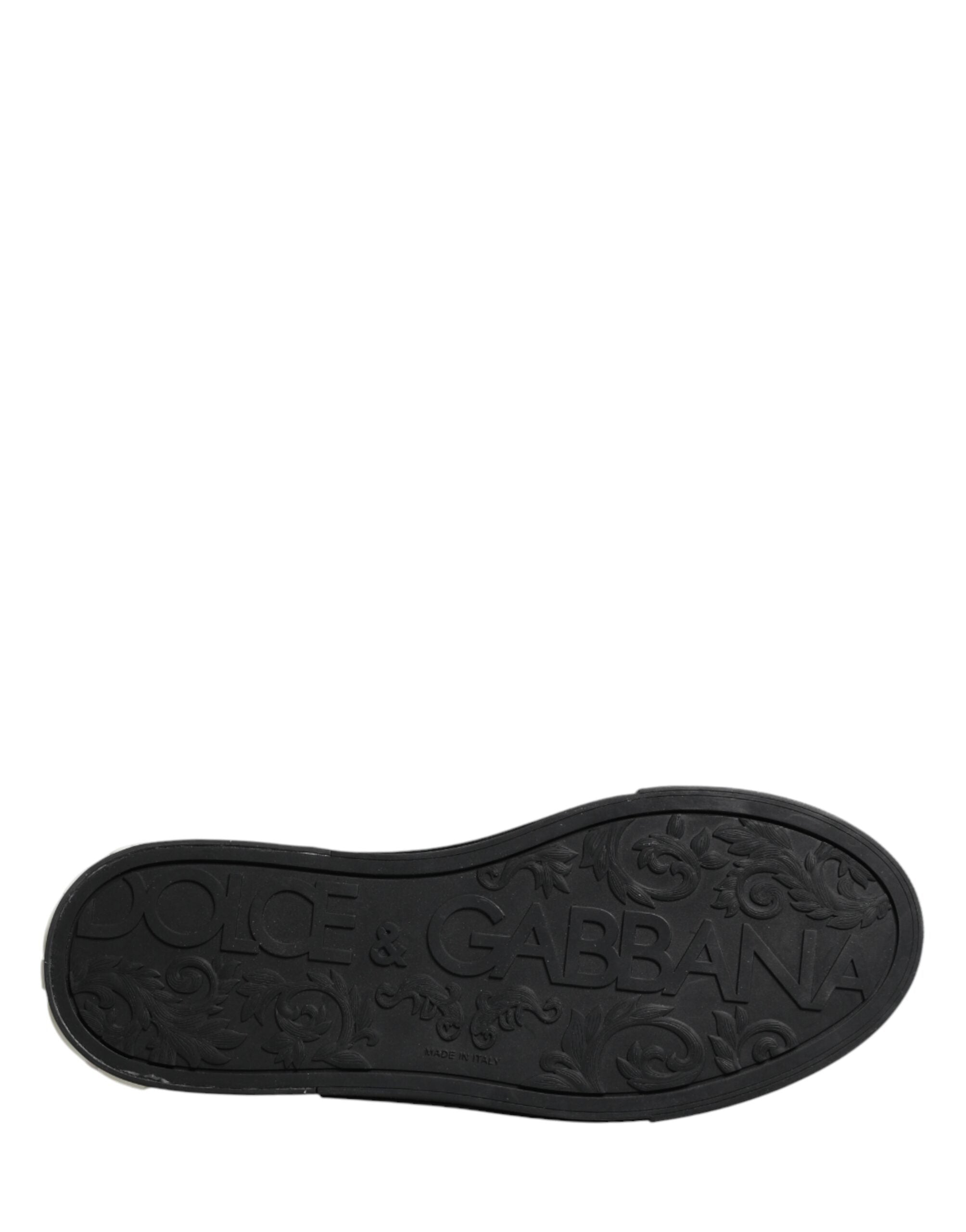 Dolce & Gabbana Blue Canvas Embellished Slip On Men Sneakers Shoes - Luxe Marca