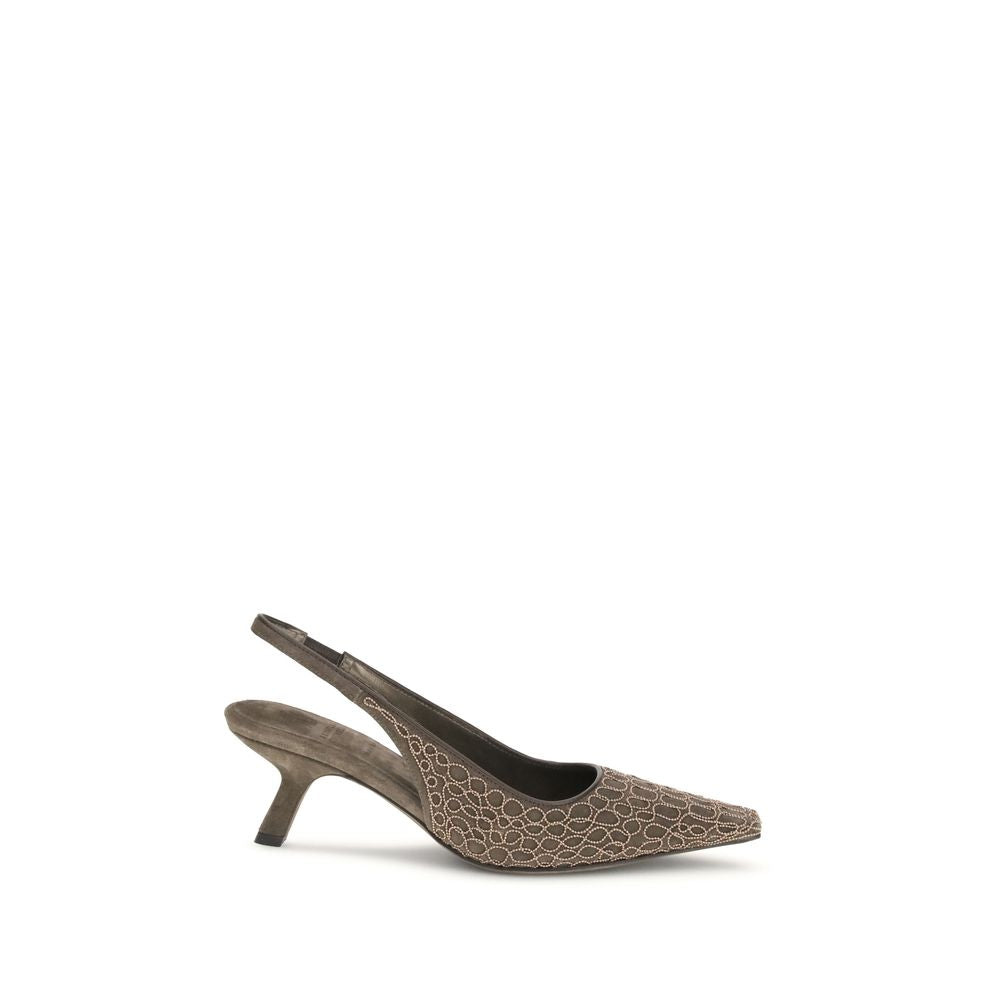 Brunello Cucinelli Brown Leather High Heel Pumps