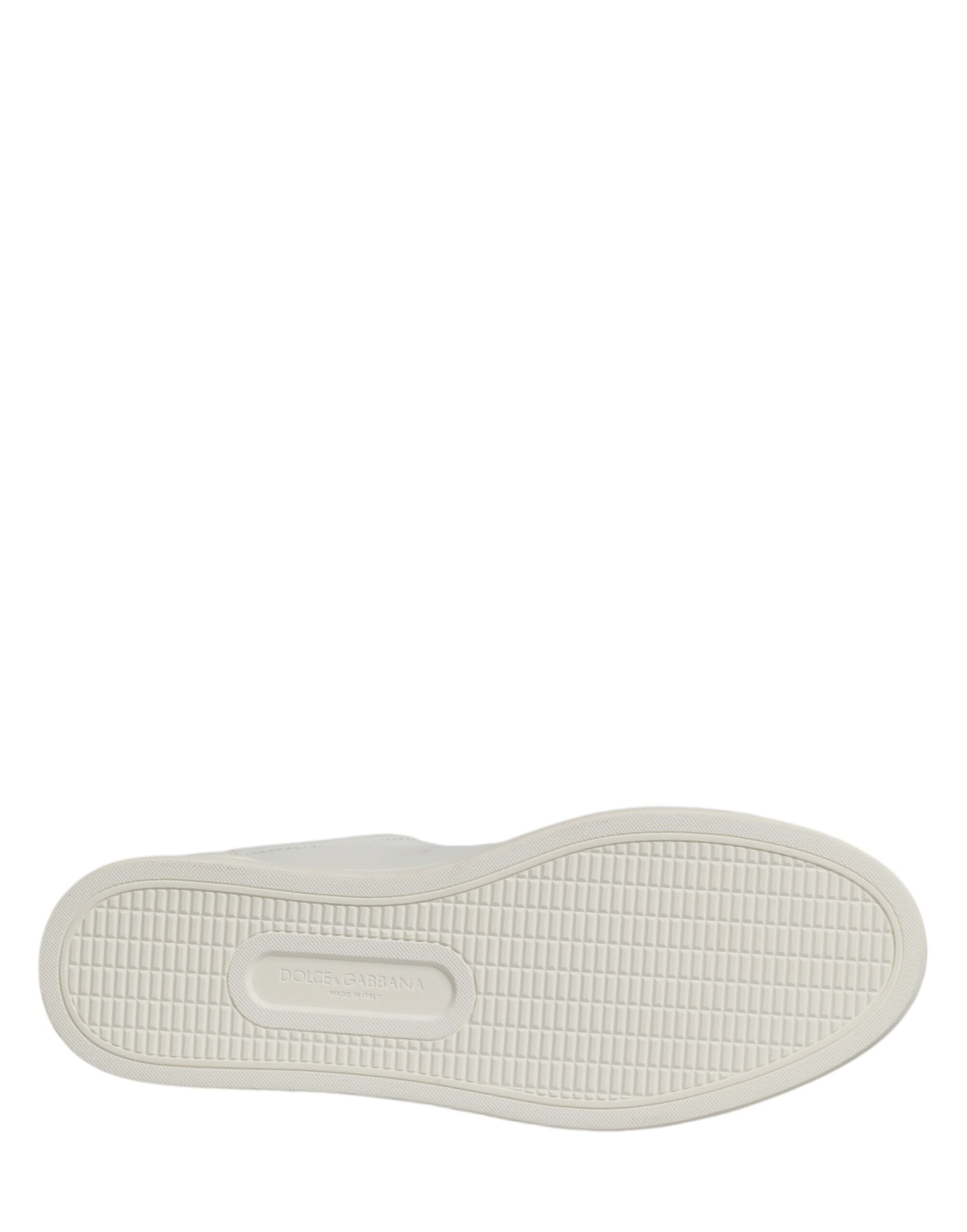 Dolce & Gabbana White Leather Sacred Heart Patch Sneakers Shoes - Luxe Marca