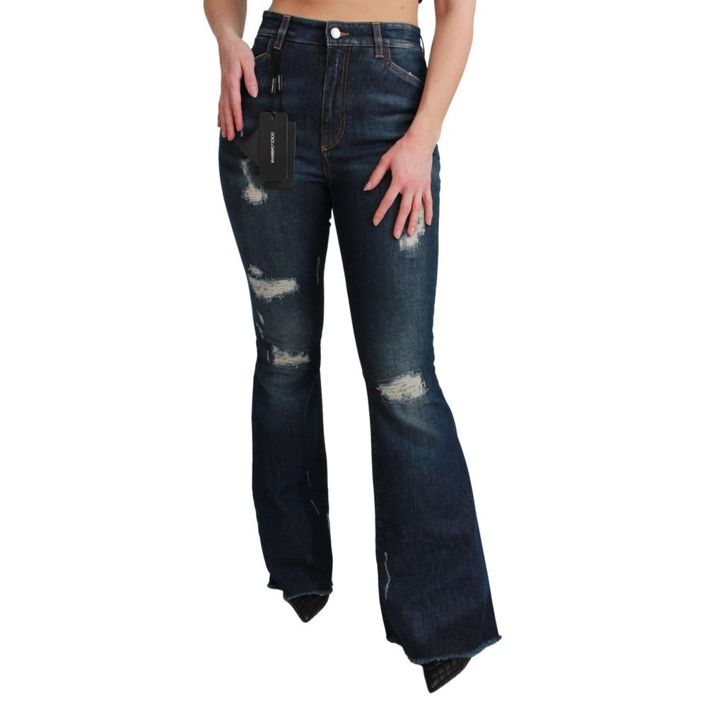 Dolce & Gabbana Blue Cotton Flared Jeans