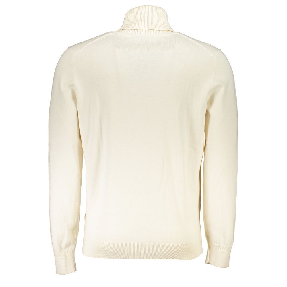 Hugo Boss White Cotton Turtleneck