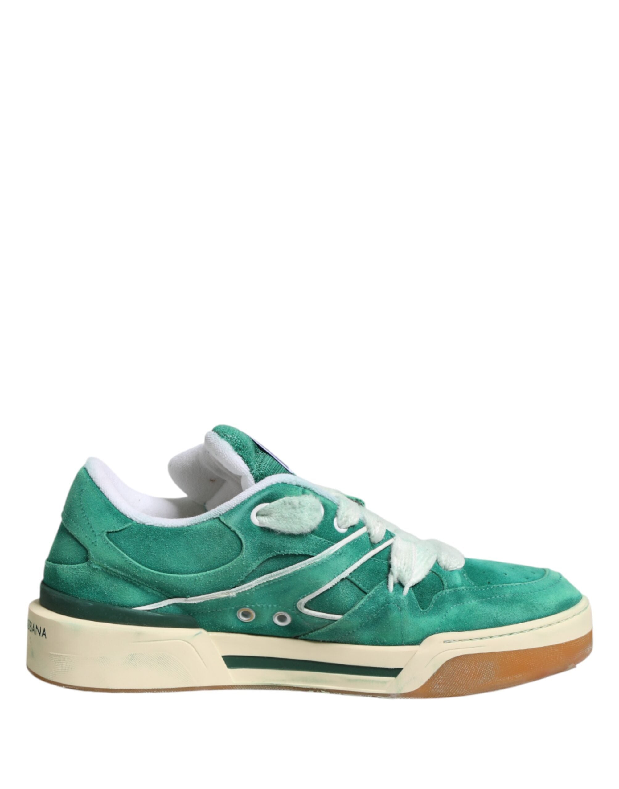 Dolce & Gabbana Green Suede New Roma Low Top Sneakers Shoes - Luxe Marca