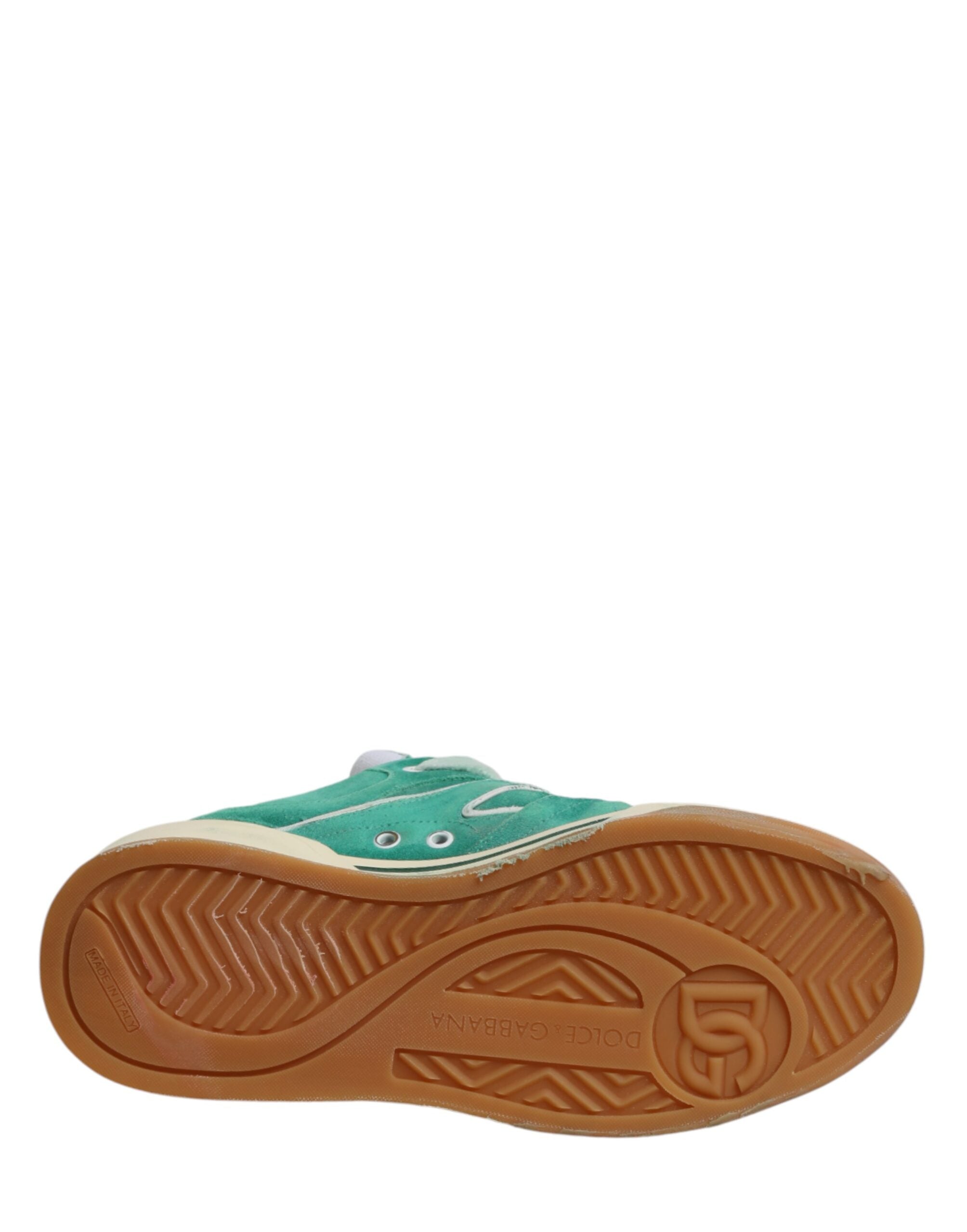Dolce & Gabbana Green Suede New Roma Low Top Sneakers Shoes - Luxe Marca