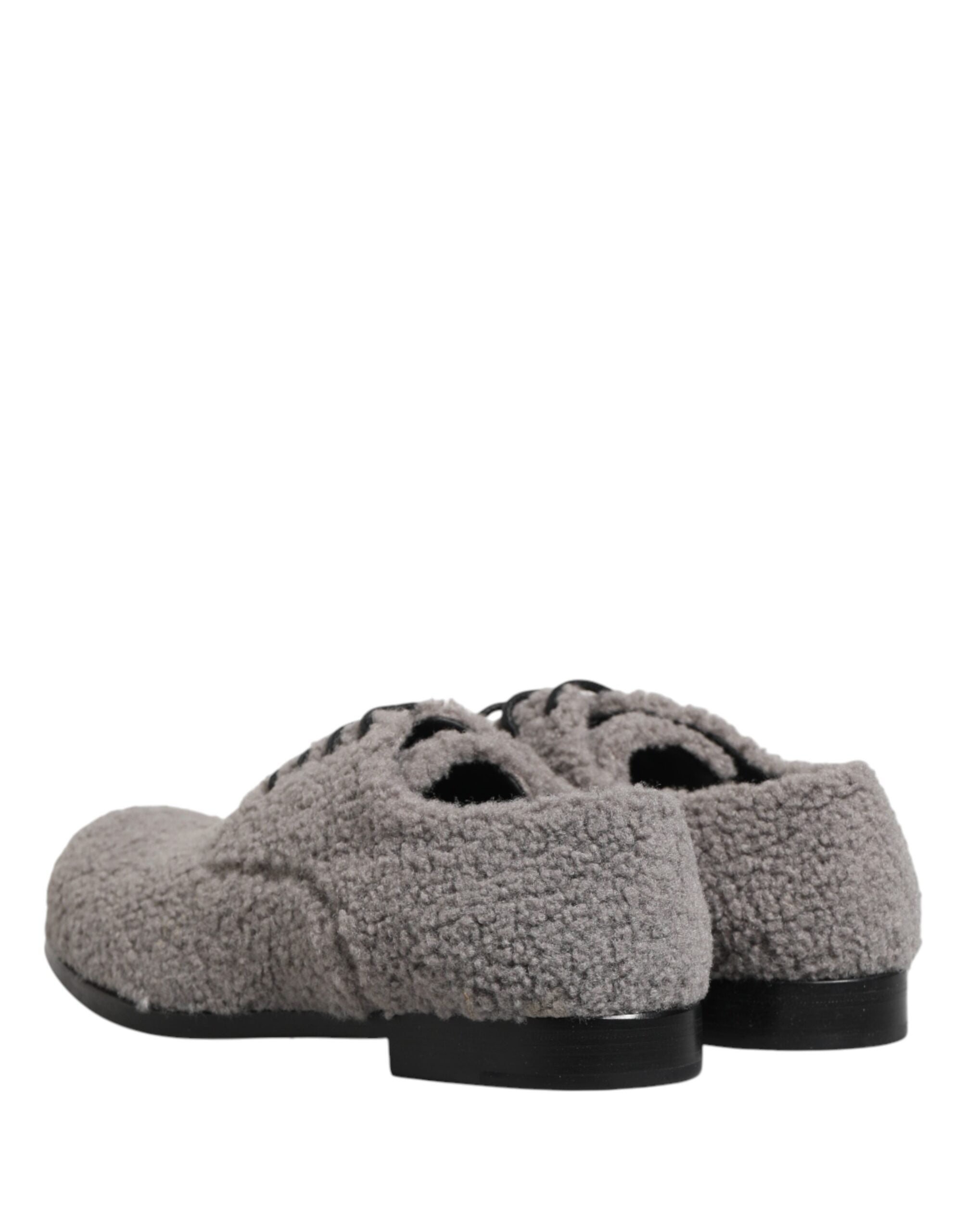 Dolce & Gabbana Gray Fleece Lace Up Men Derby Dress Shoes - Luxe Marca