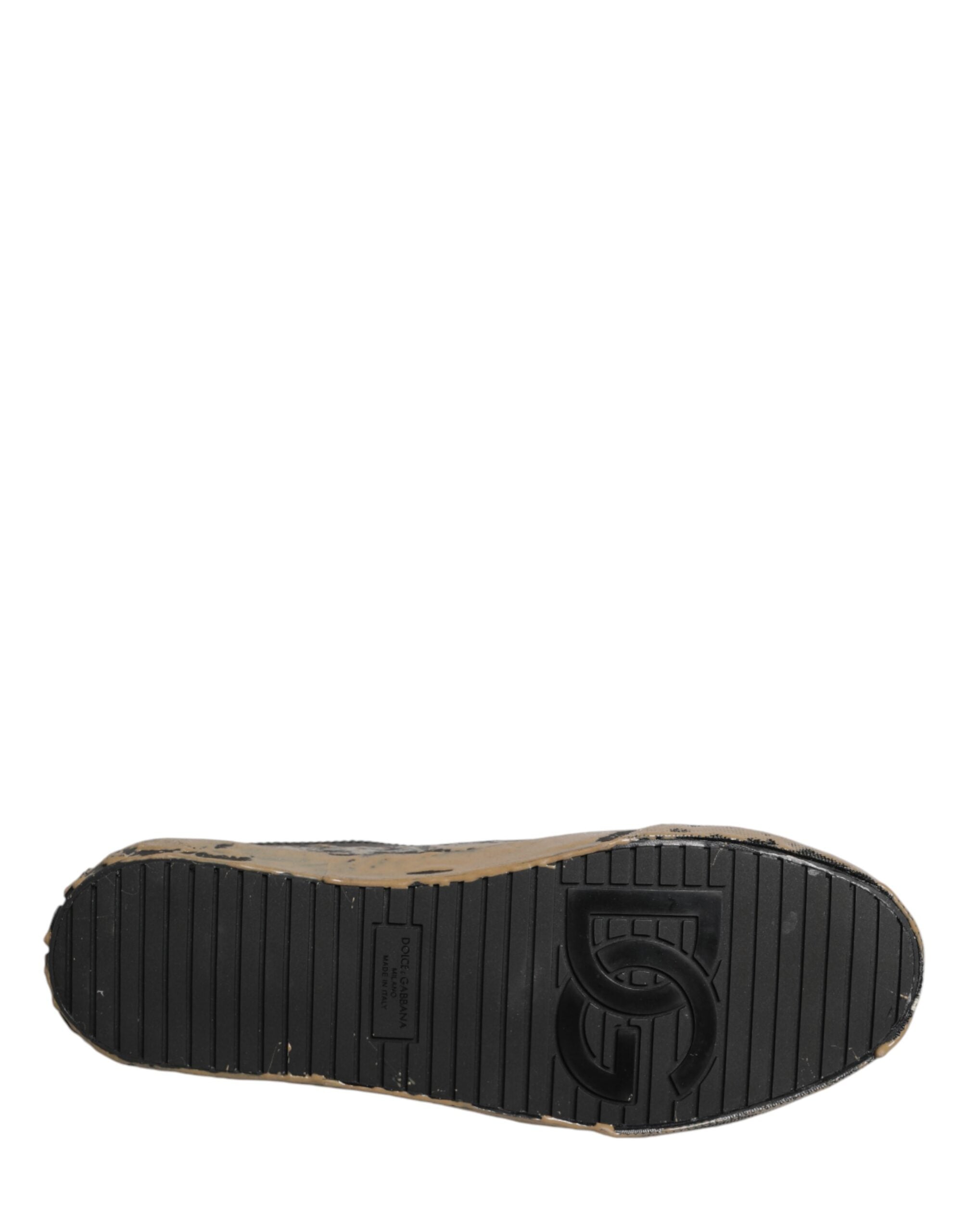 Dolce & Gabbana Black Portofino Mud Effect Low Top Sneakers Shoes - Luxe Marca