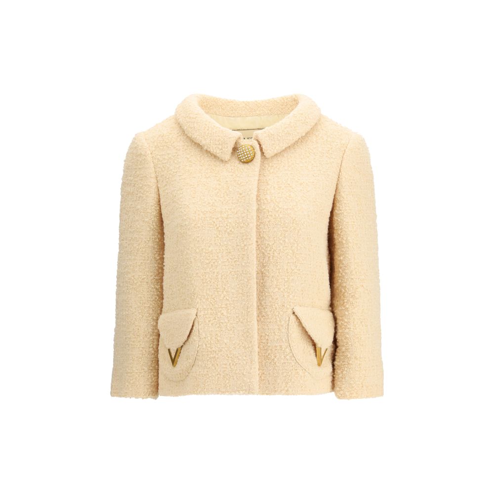 Valentino Beige Fleece Wool Coat - Luxe Marca