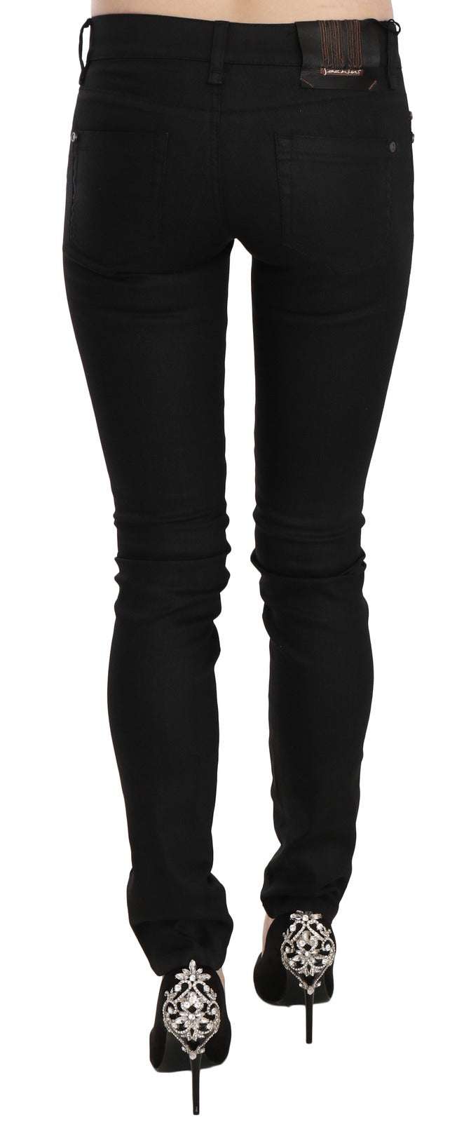 PLEIN SUD Cotton Black Mid Waist Skinny Denim Jeans - Luxe Marca