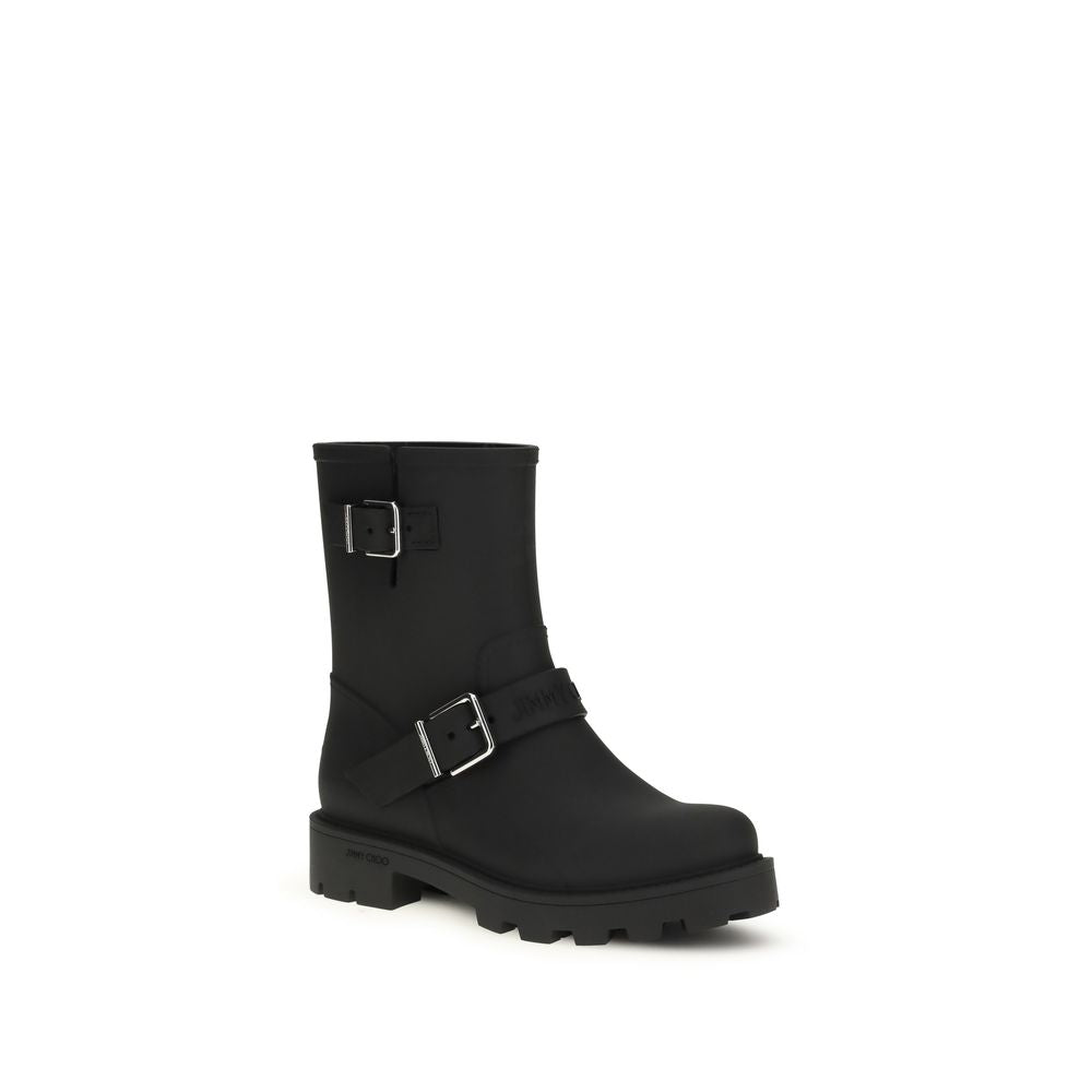 Jimmy Choo Black Polyurethane Rain Boots