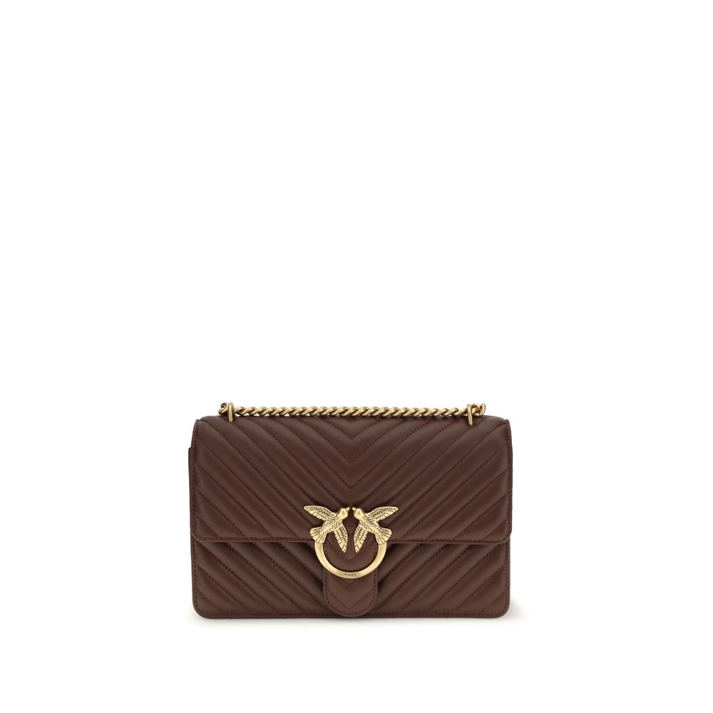 PINKO Brown Calf Leather Bos Taurus Shoulder Bag