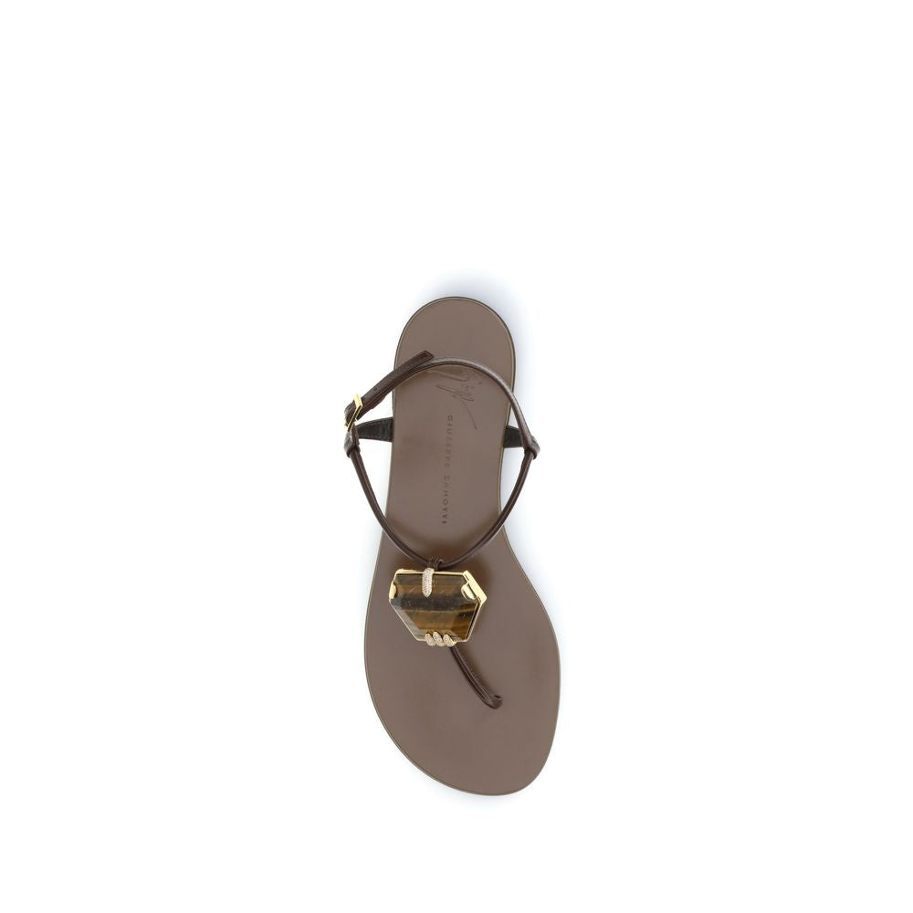 Giuseppe Zanotti Brown Stainless Steel Flat Sandals