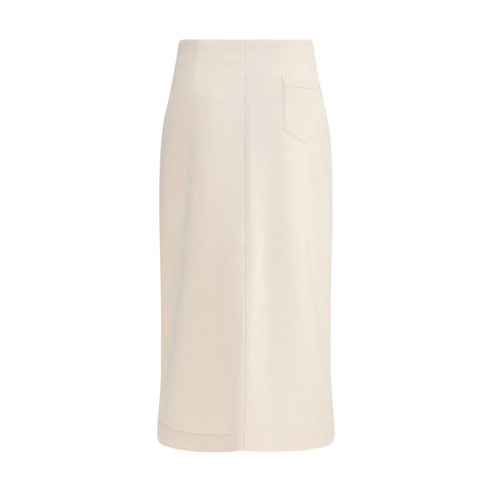 Fabiana Filippi Beige Modal Midi Skirt - Luxe Marca