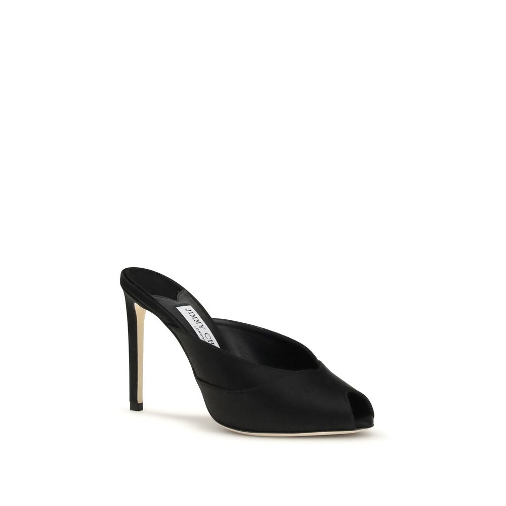 Jimmy Choo Black Calf Leather Bos Taurus Stiletto Heel Sandals