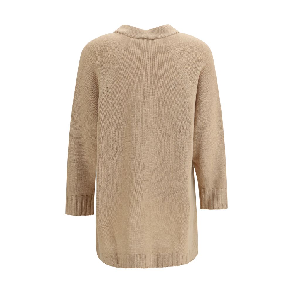 Fabiana Filippi Beige Fleece Wool Cardigan - Luxe Marca