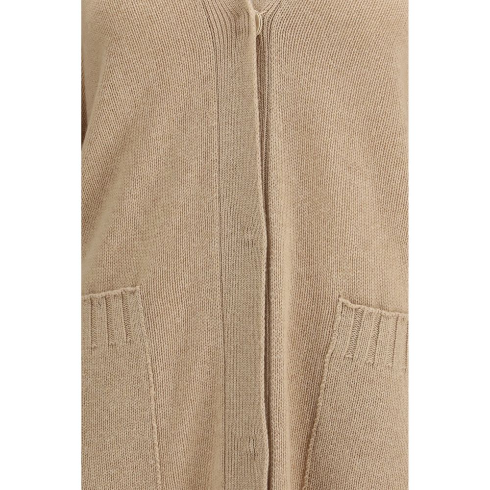 Fabiana Filippi Beige Fleece Wool Cardigan - Luxe Marca