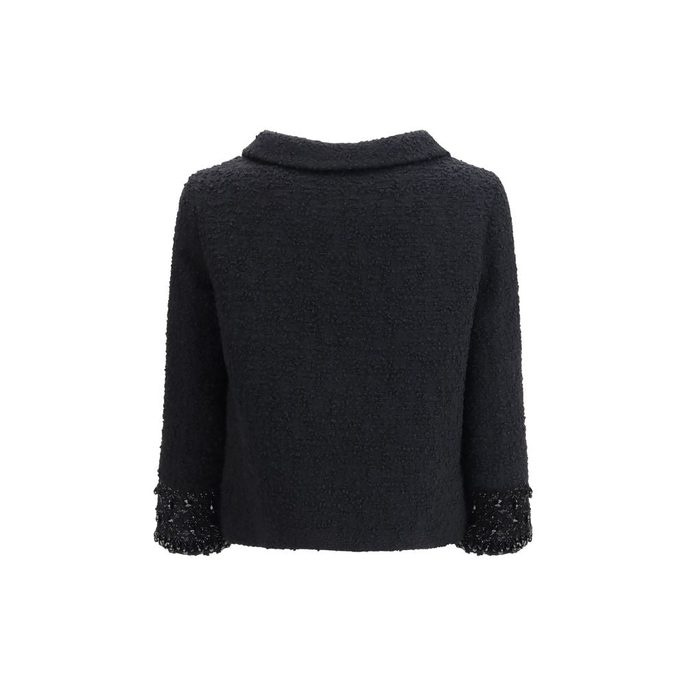 Valentino Black Fleece Wool Coat - Luxe Marca