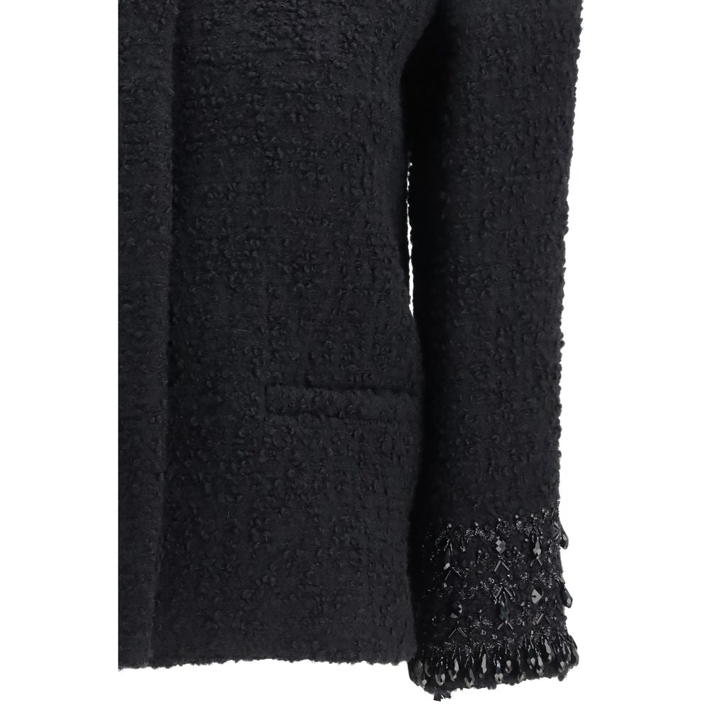 Valentino Black Fleece Wool Coat - Luxe Marca