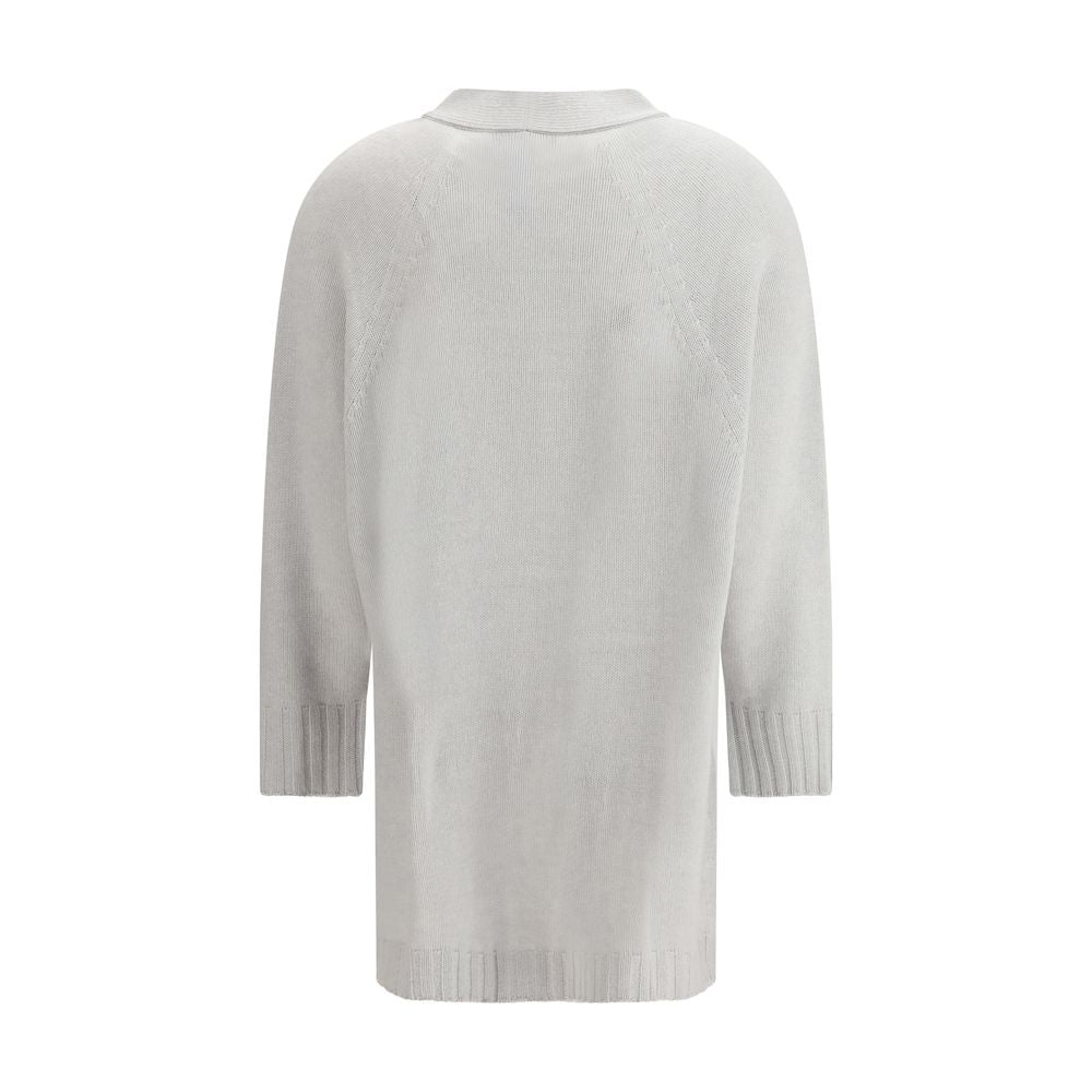 Fabiana Filippi Gray Fleece Wool Cardigan - Luxe Marca