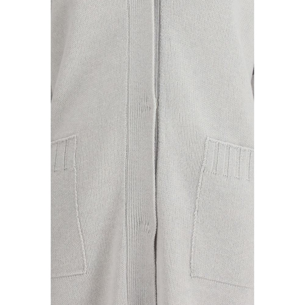 Fabiana Filippi Gray Fleece Wool Cardigan - Luxe Marca