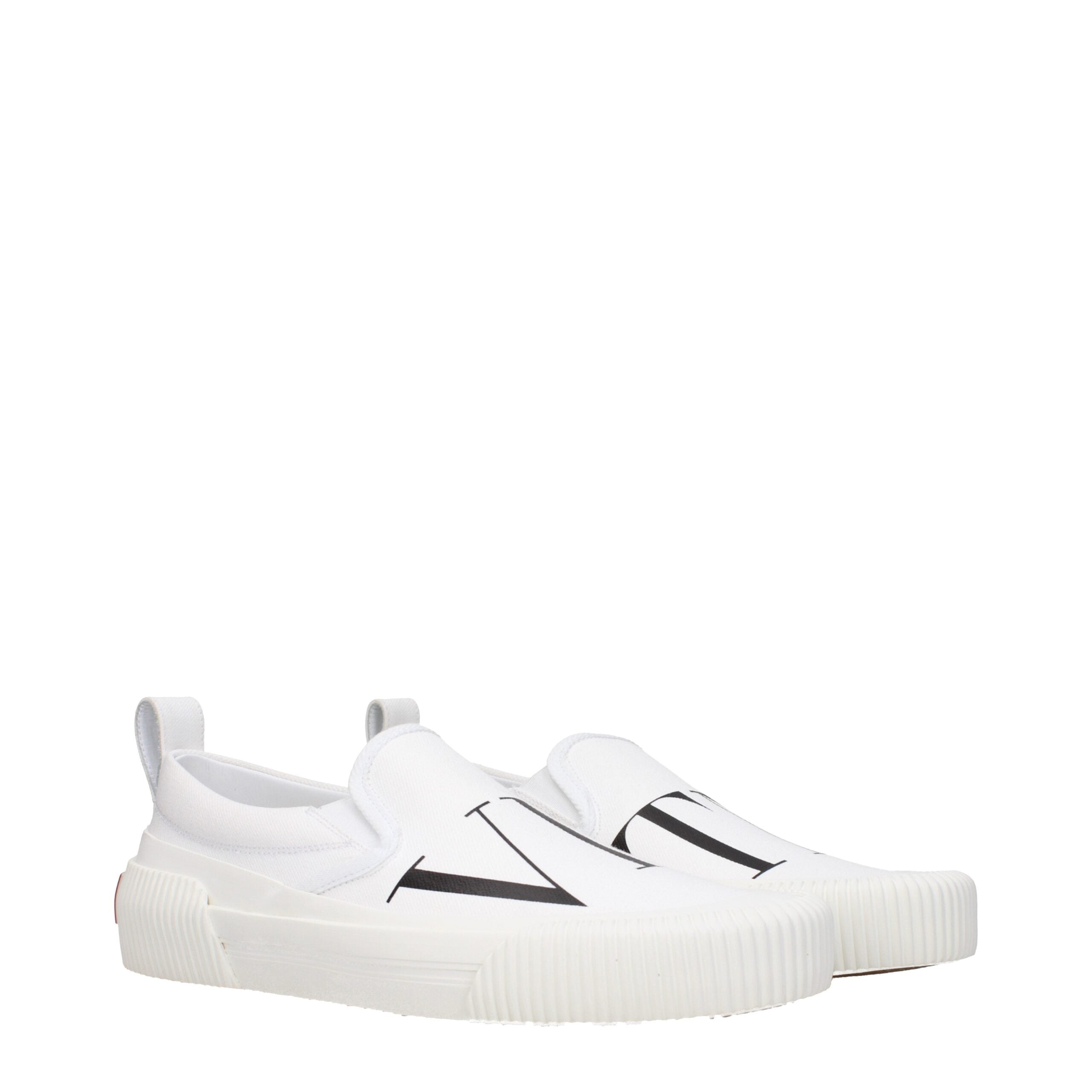 Valentino Garavani White Fabric Slip-On Loafers - Luxe Marca