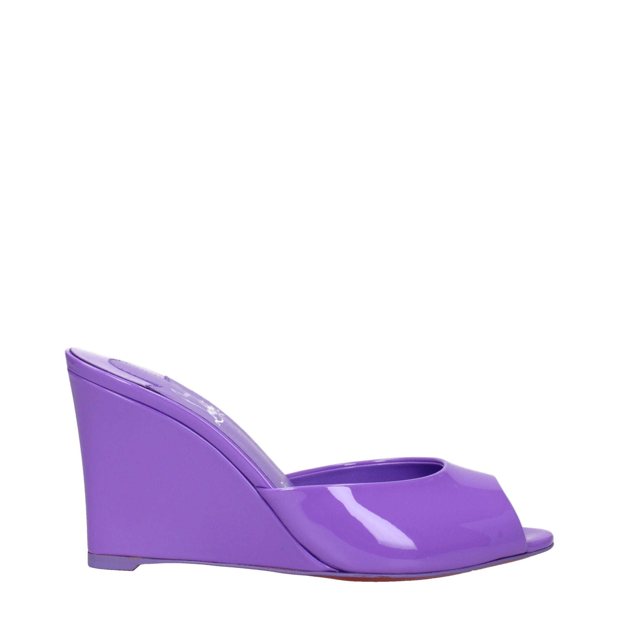 Christian Louboutin Purple Leather Wedge Sandals - Luxe Marca