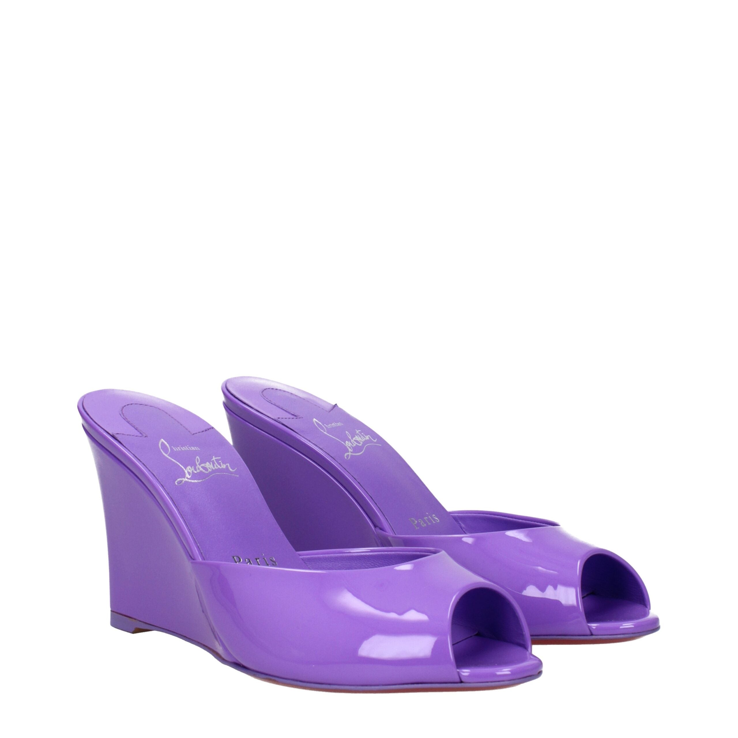 Christian Louboutin Purple Leather Wedge Sandals - Luxe Marca