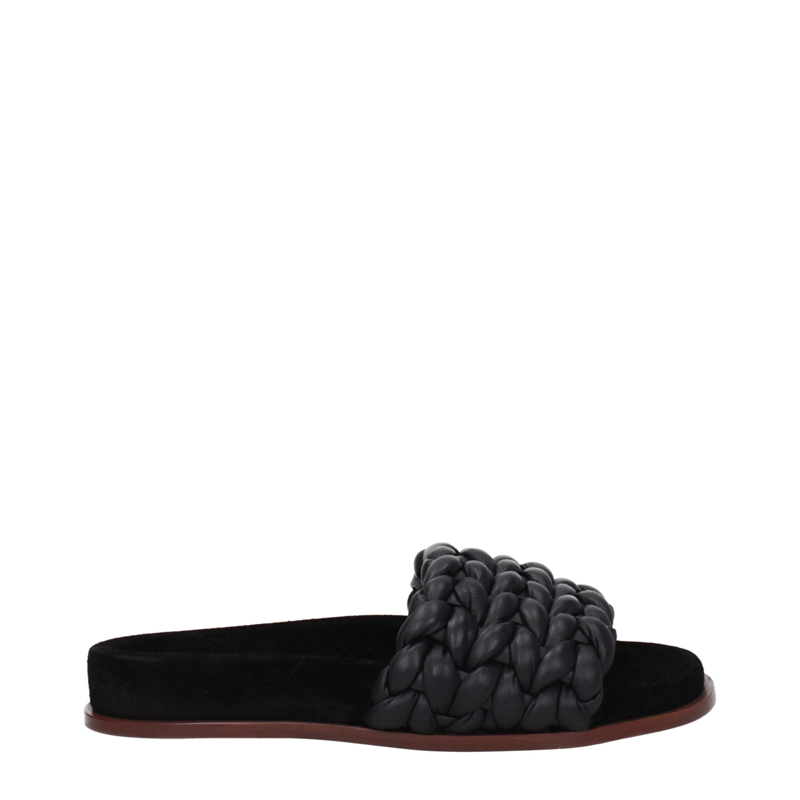 Chloé Black Leather Slippers