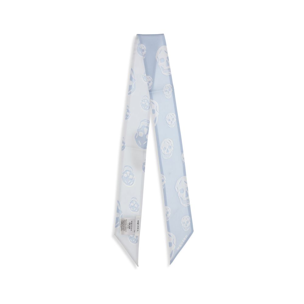 Alexander McQueen Light Blue Silk Scarf