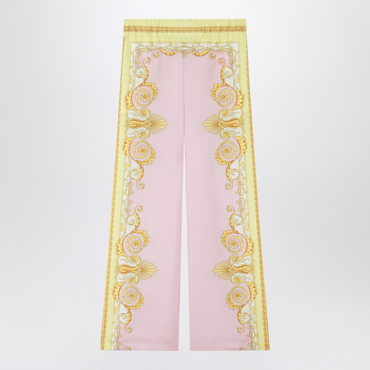 Versace Versace Printed silk twill trousers in yellow/pink