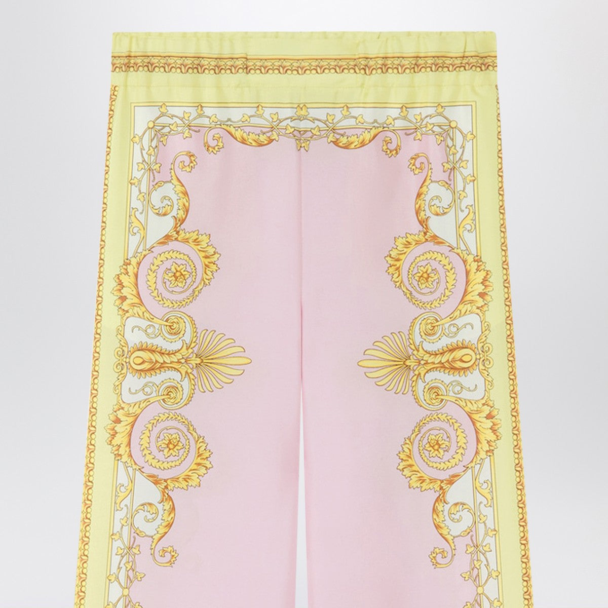 Versace Versace Printed silk twill trousers in yellow/pink