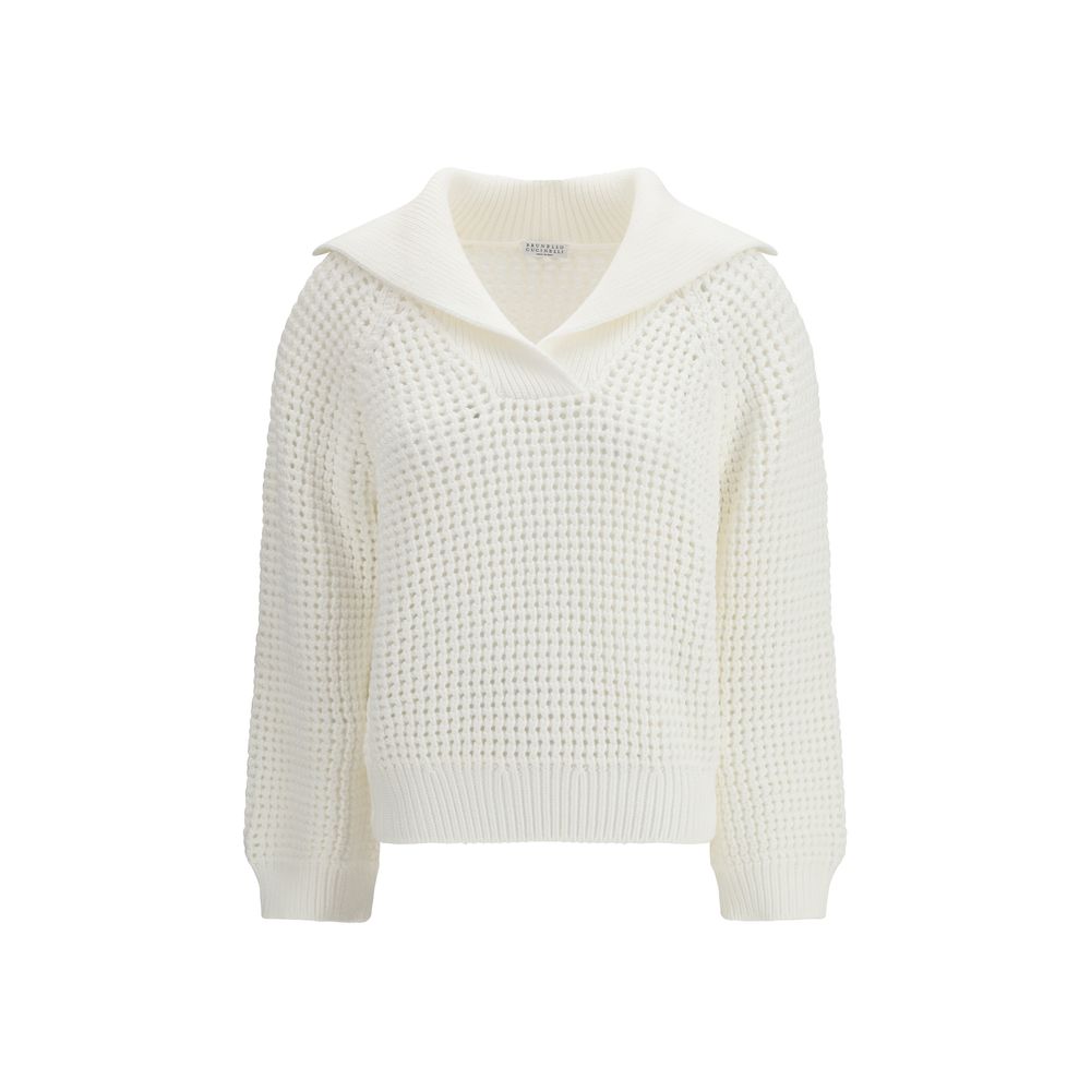 Brunello Cucinelli White Cotton Sweatshirt - Luxe Marca