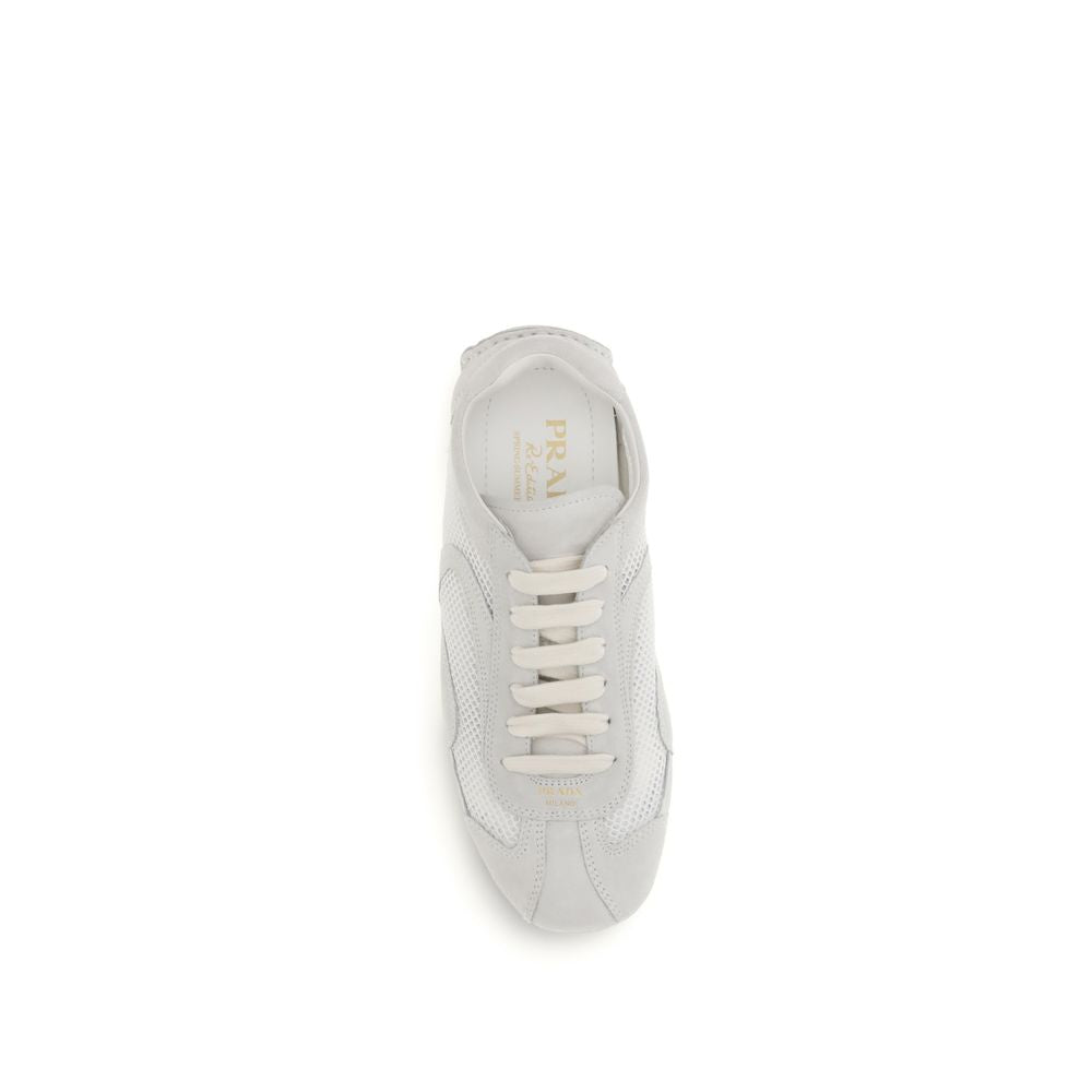 Prada White Fabric Low Top Sneakers