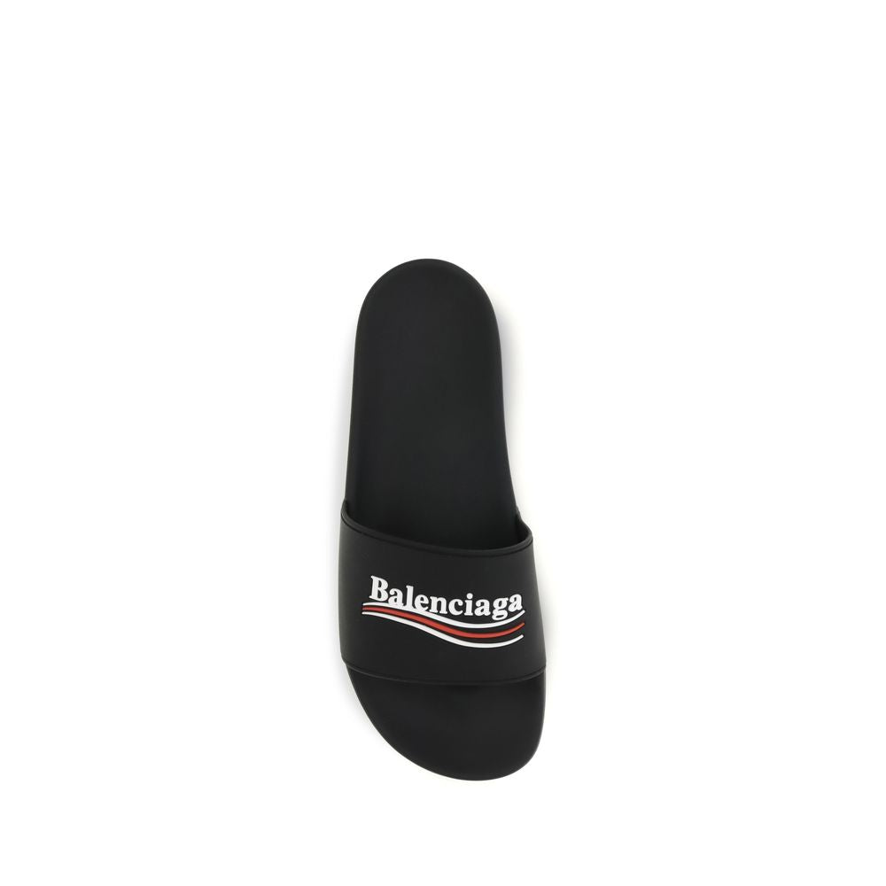 Balenciaga Black Rubber Slippers