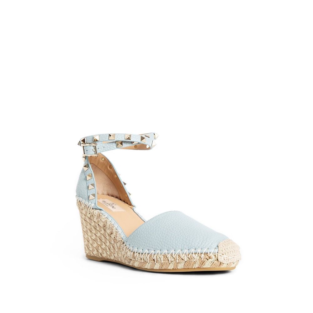 Valentino Garavani Blue Calfskin Wedge Sandals