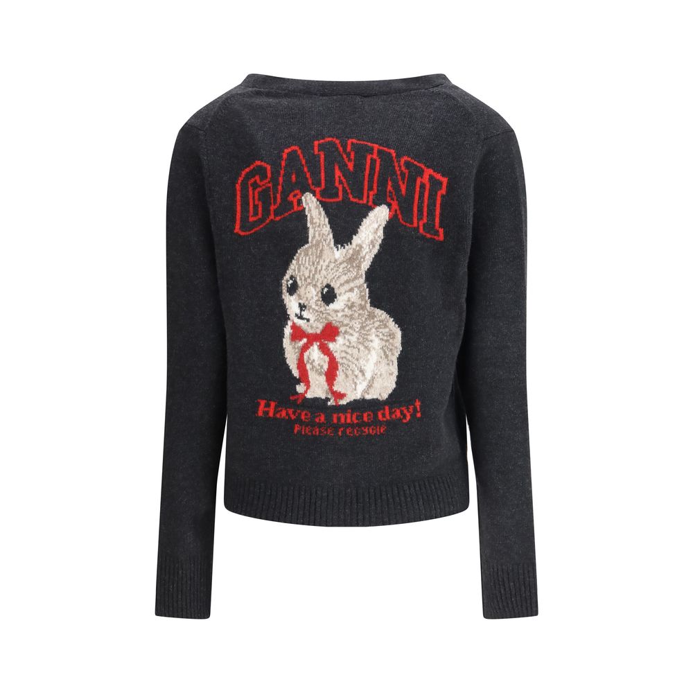 Ganni Gray Wool Cardigan