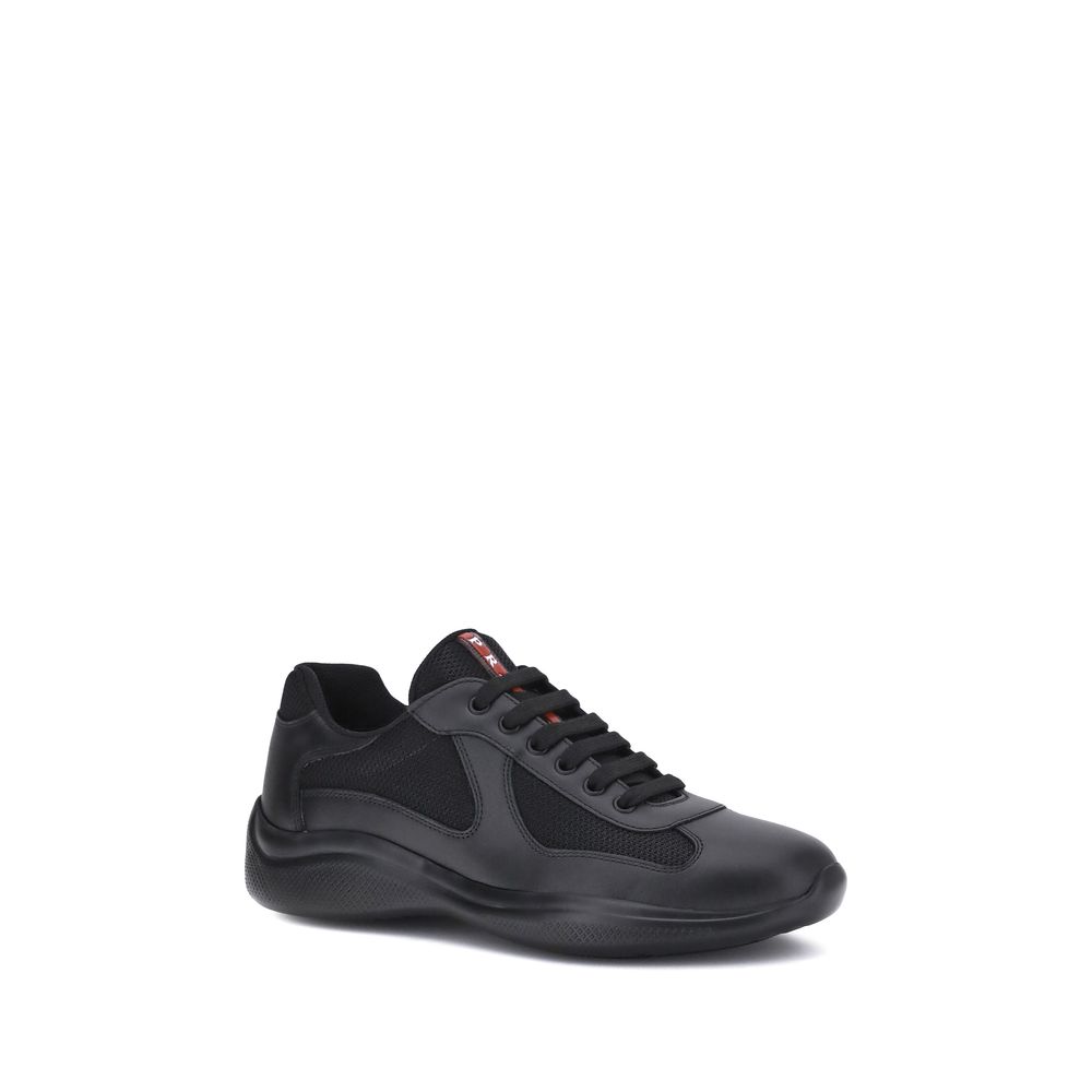 Prada Black Calf Leather Bos Taurus Athletic Sneakers