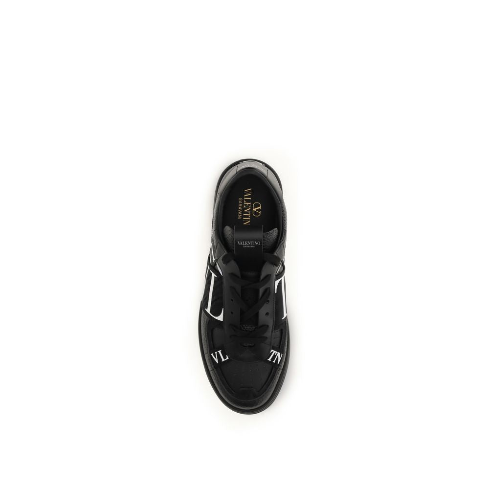 Valentino Garavani Black Calf Leather Bos Taurus Low Top Sneakers