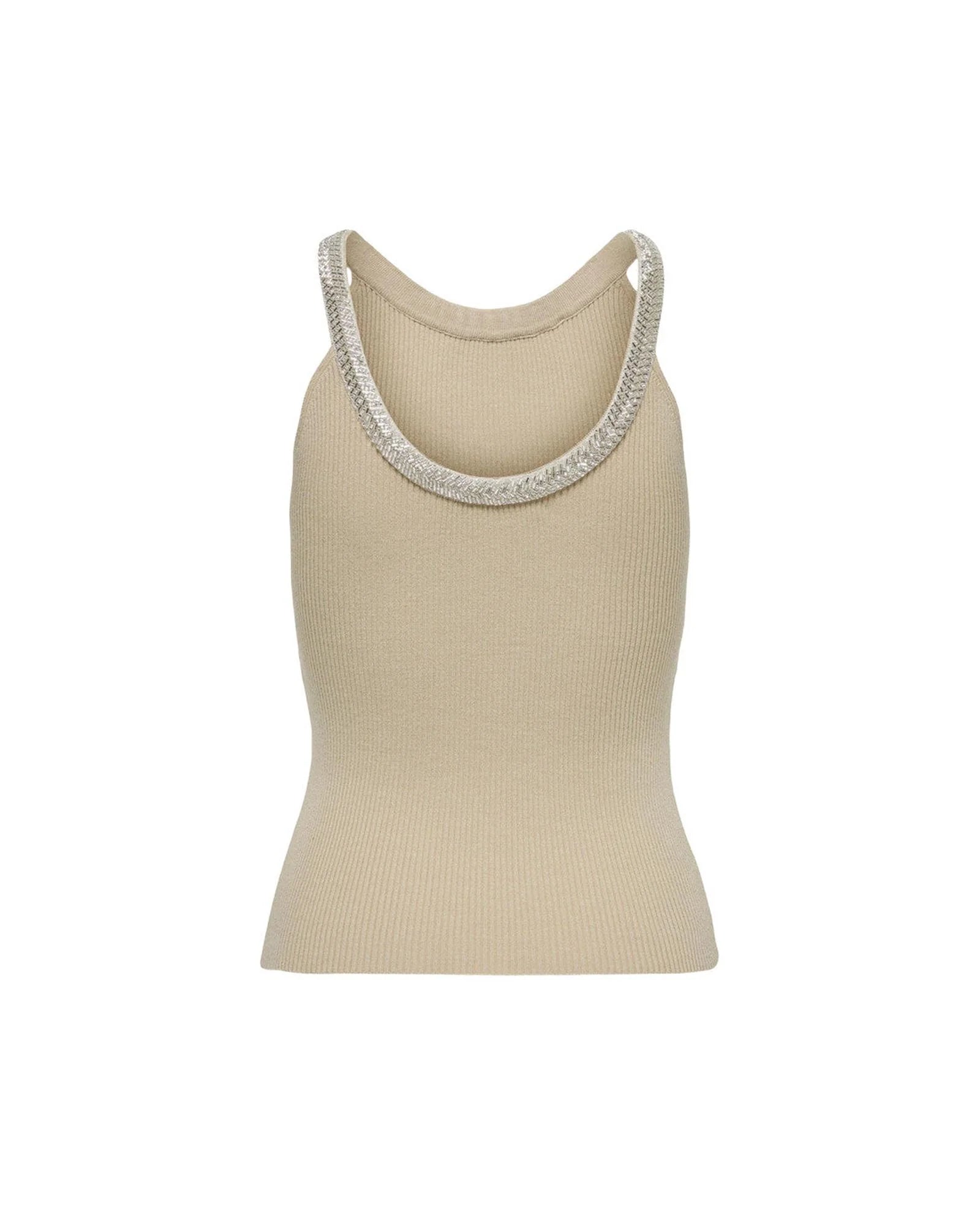 Only Beige Nylon Elastane Tank Tops
