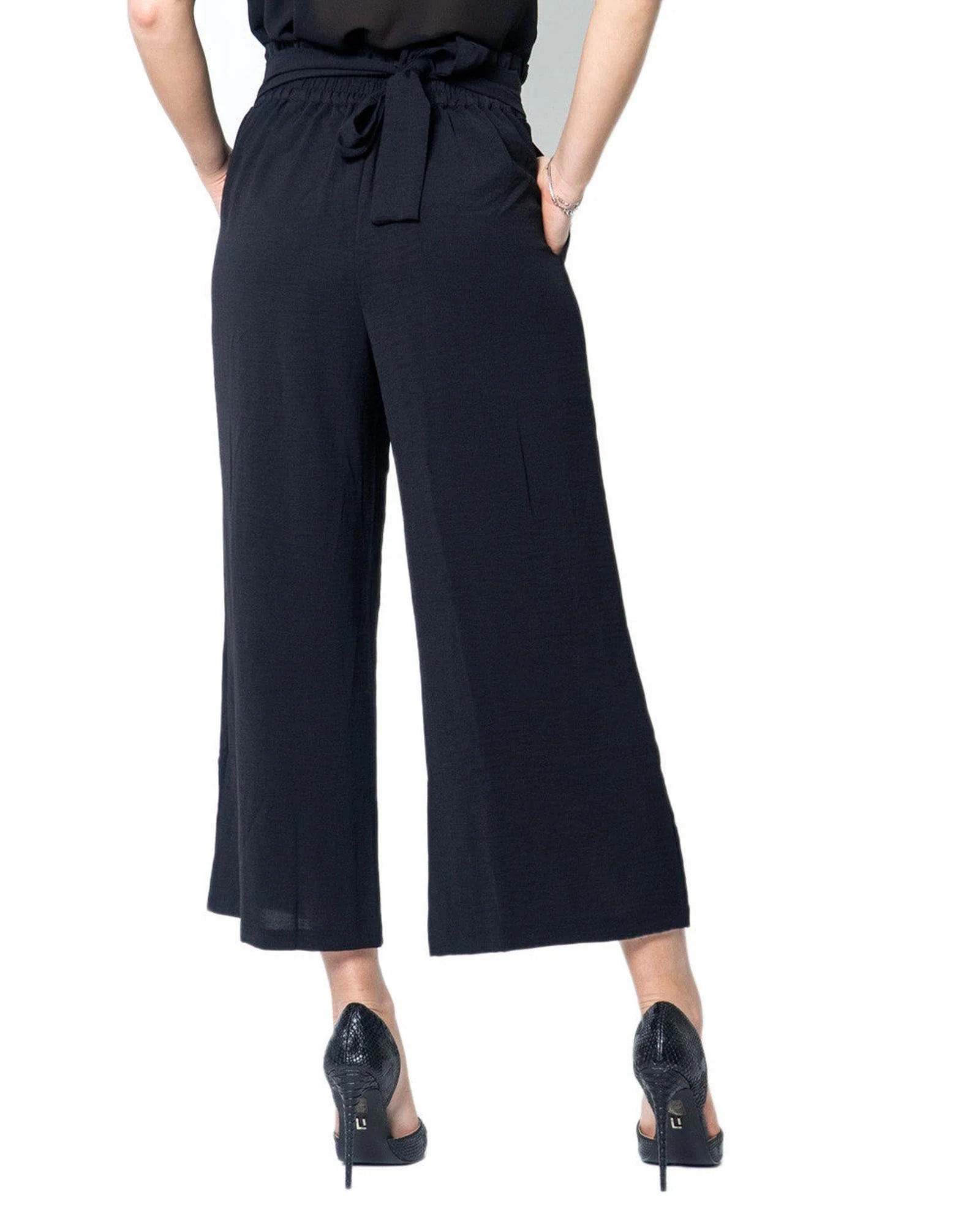Vila Clothes Black Viscose Casual Pants