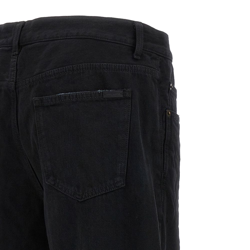Saint Laurent Black Cotton Relaxed Fit Jeans