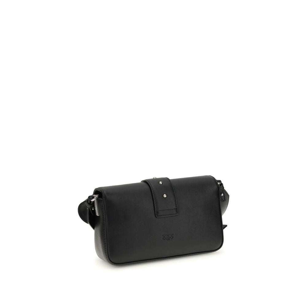 PINKO Black Calf Leather Bos Taurus Shoulder Bag
