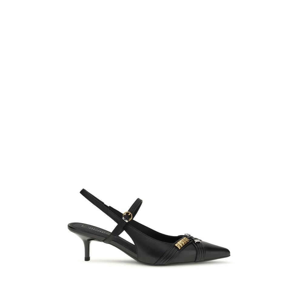 PINKO Black Calf Leather Bos Taurus High Heel Pumps